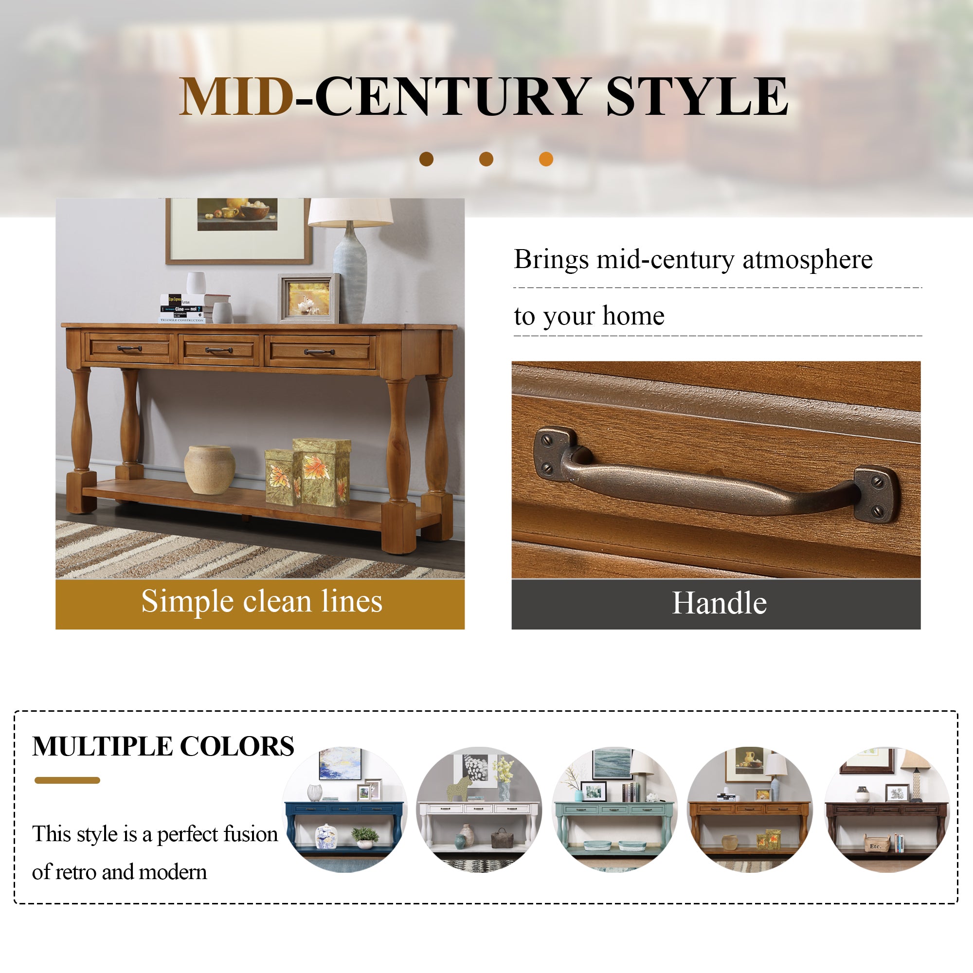 Multi-functional long wooden control console(brown)