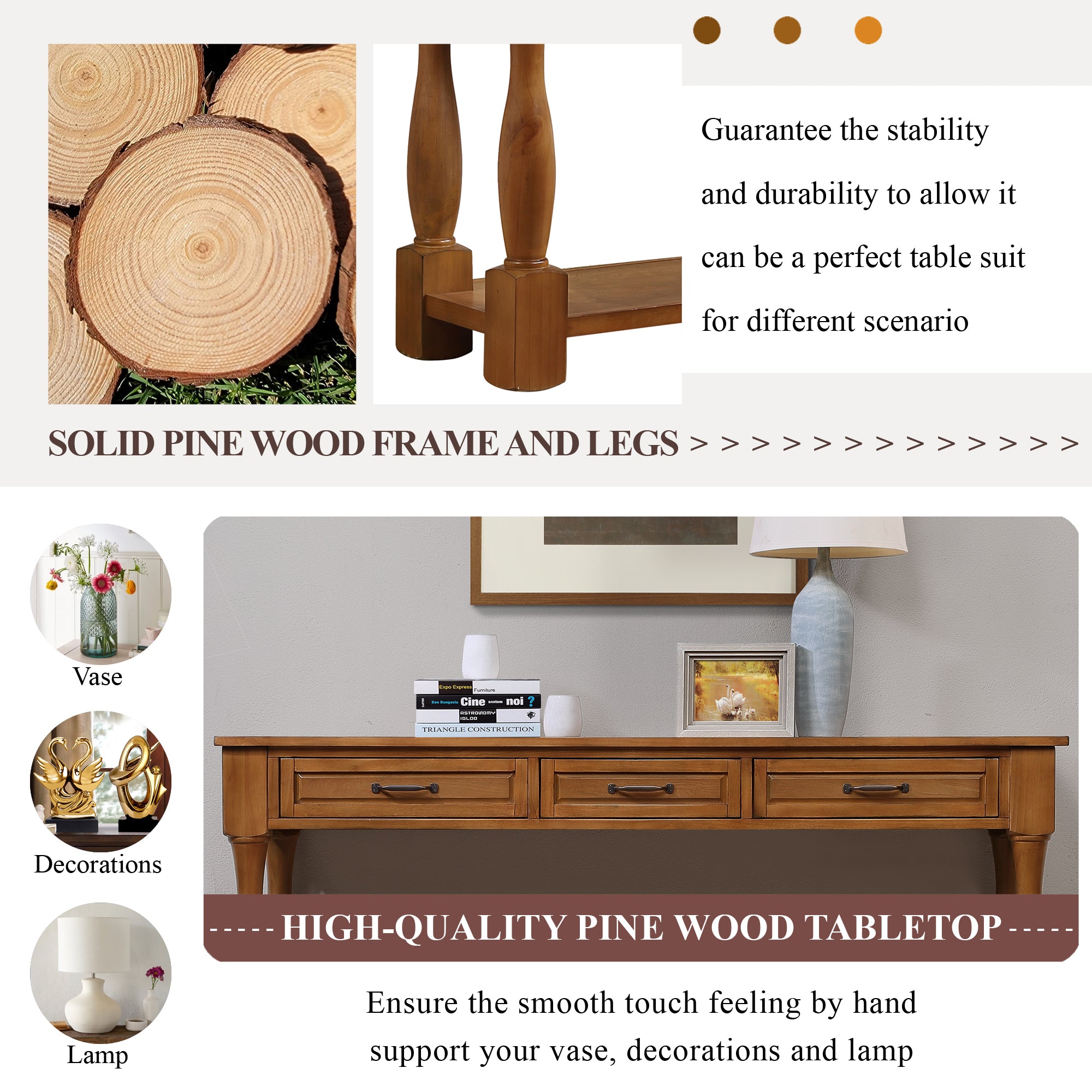 Multi-functional long wooden control console(brown)