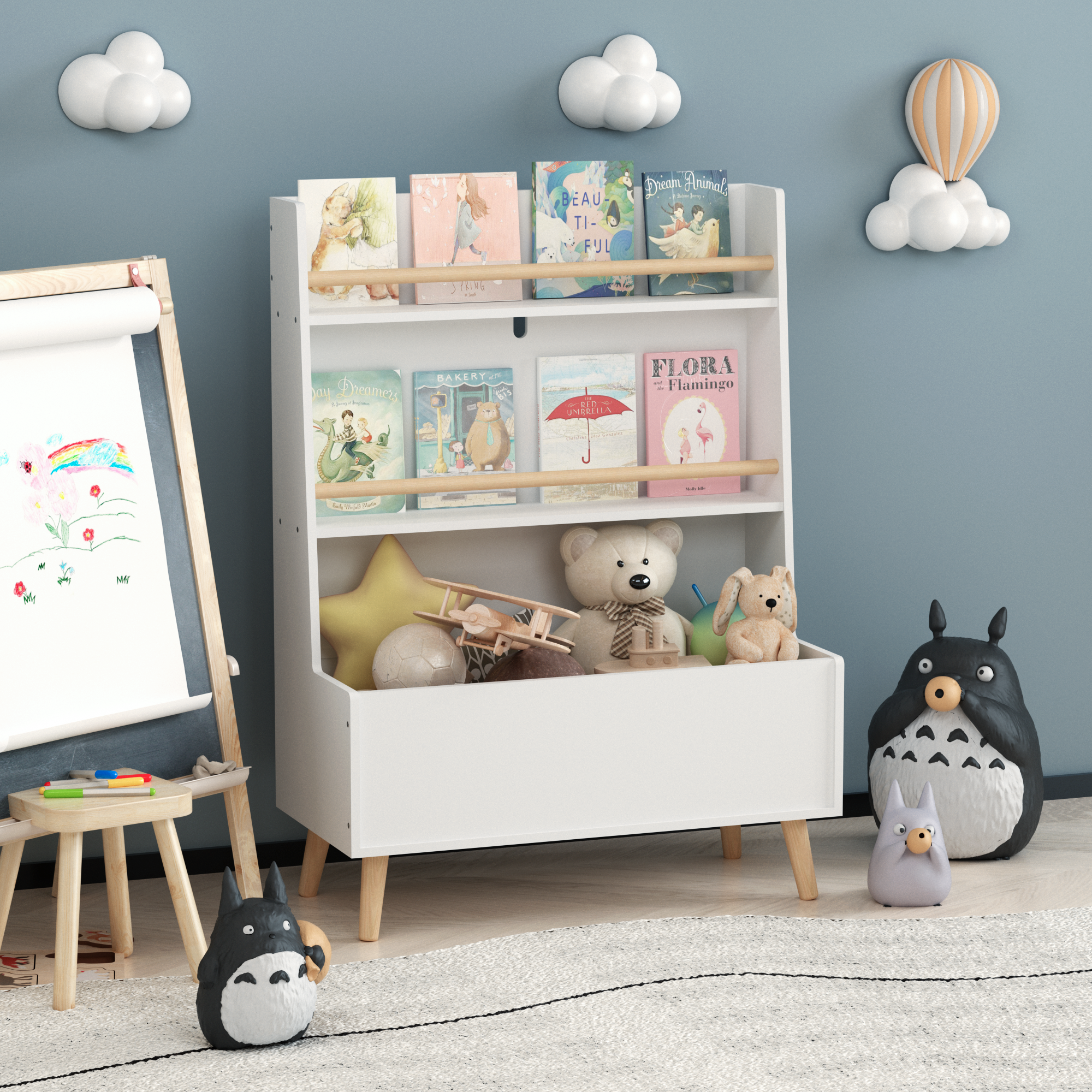 Organizer of the White toy Storage cabinet