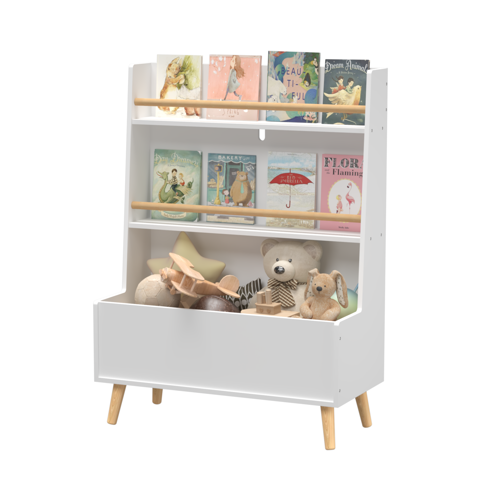 Organizer of the White toy Storage cabinet