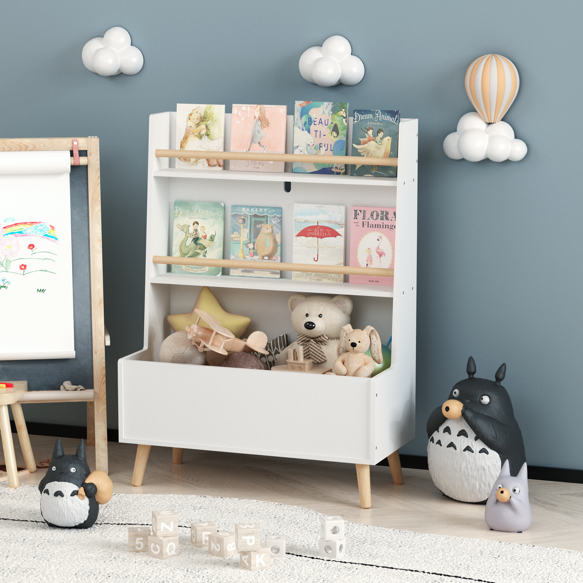 Organizer of the White toy Storage cabinet