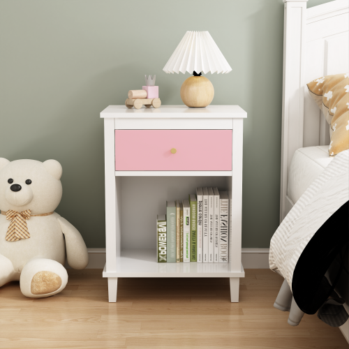Gray+Silver handle  wooden bedside table with drawers and storage cabinets