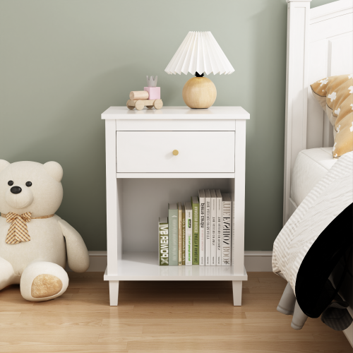 Gray+Silver handle  wooden bedside table with drawers and storage cabinets