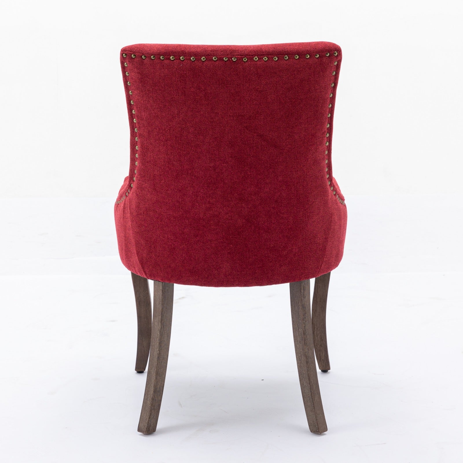 Retro-style thickened fabric light luxury high-back dining chair（burgundy）