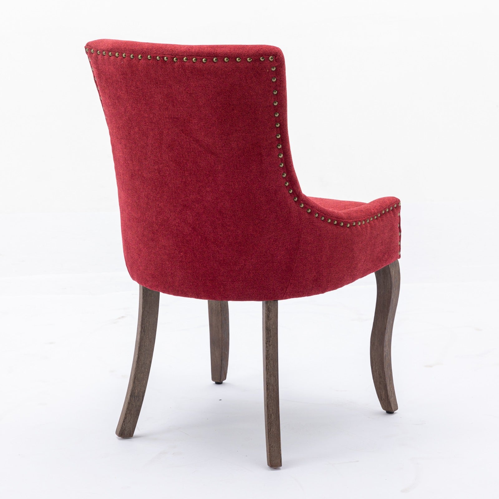 Retro-style thickened fabric light luxury high-back dining chair（burgundy）