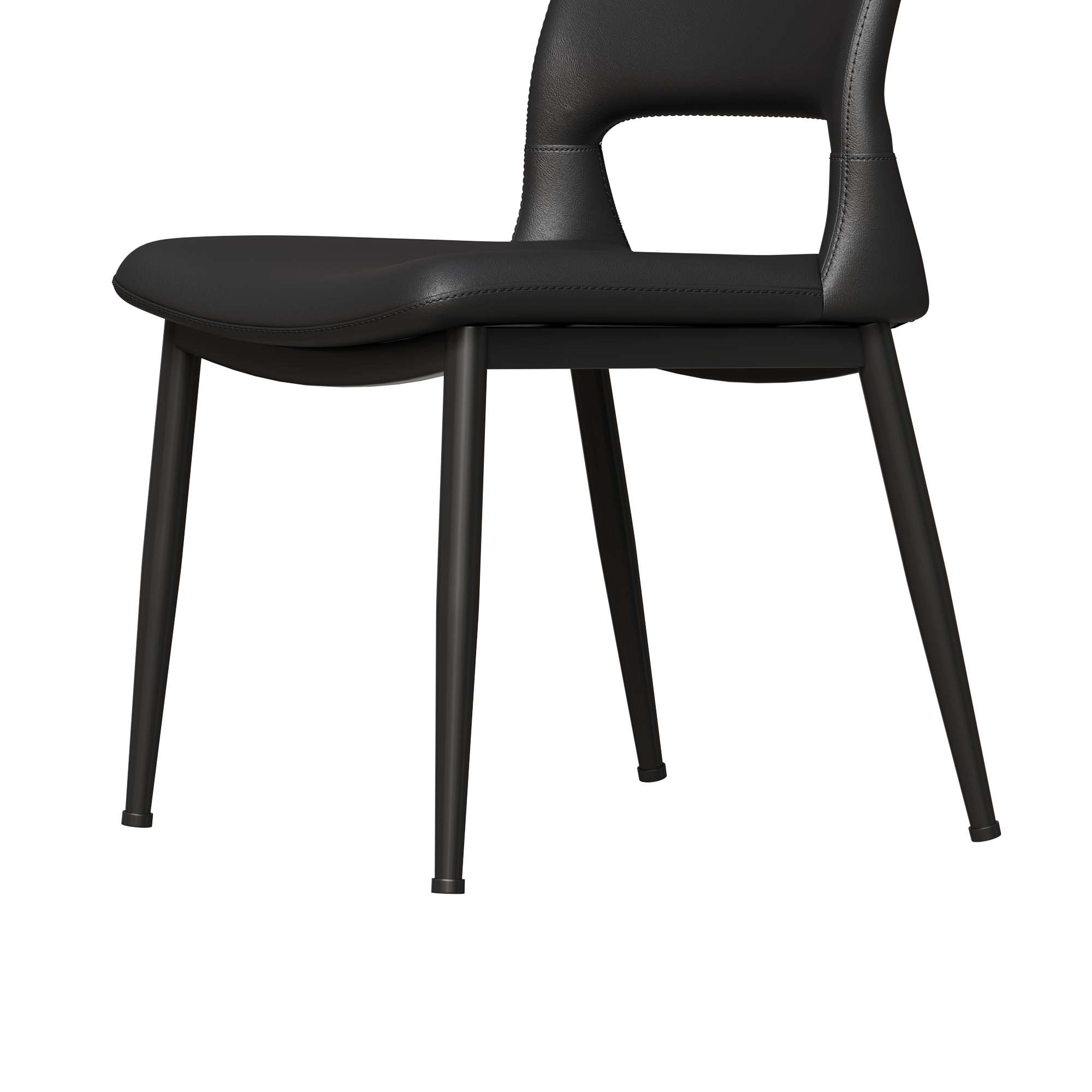 Two modern and simple PU leather dining chairs（black）