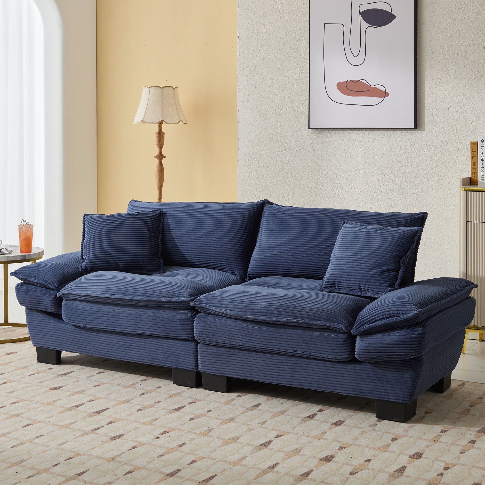 Corduroy sofas suitable for multiple scenarios. (blue)