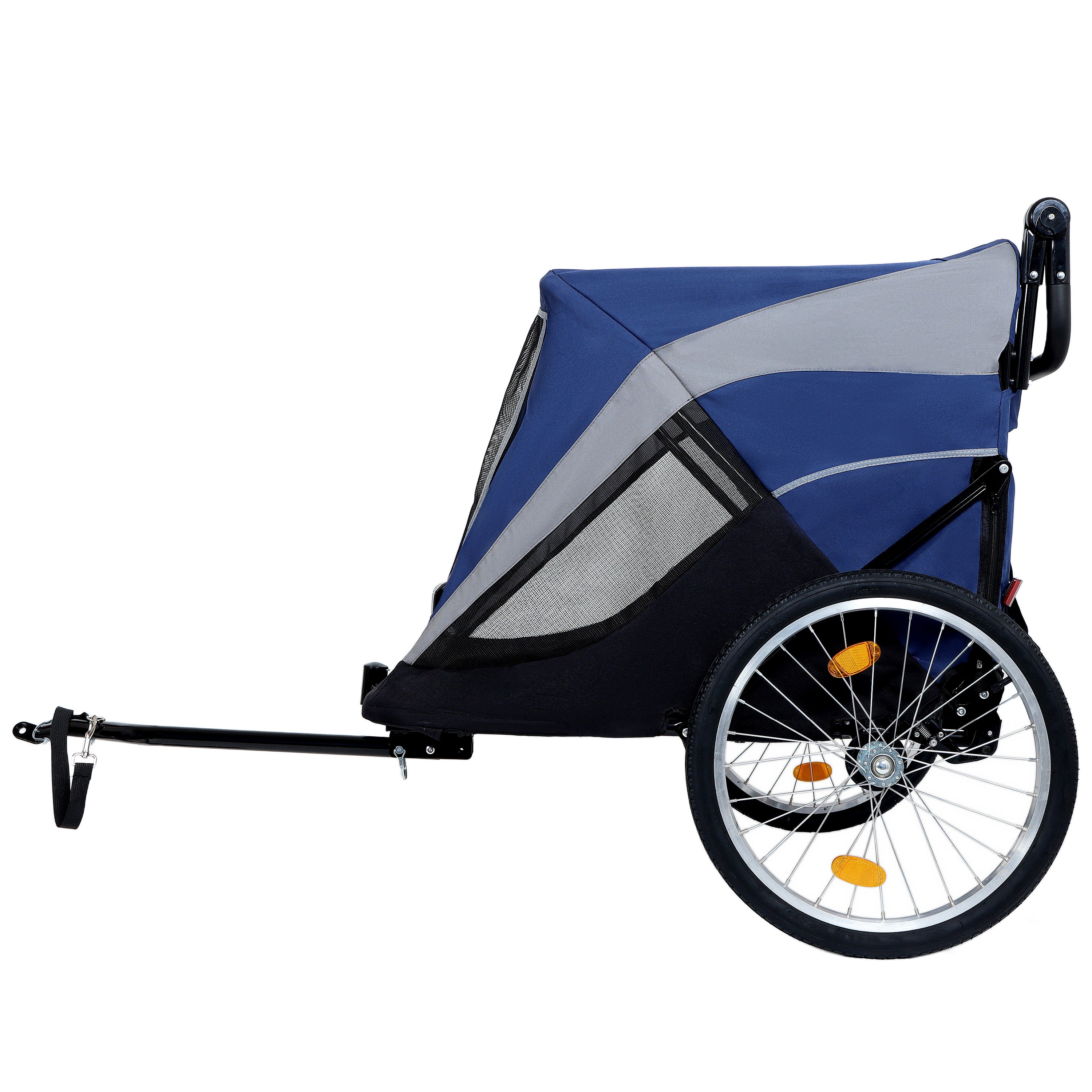 Detachable 2-in-1 pet bicycle trailer and stroller(Black+Blue)