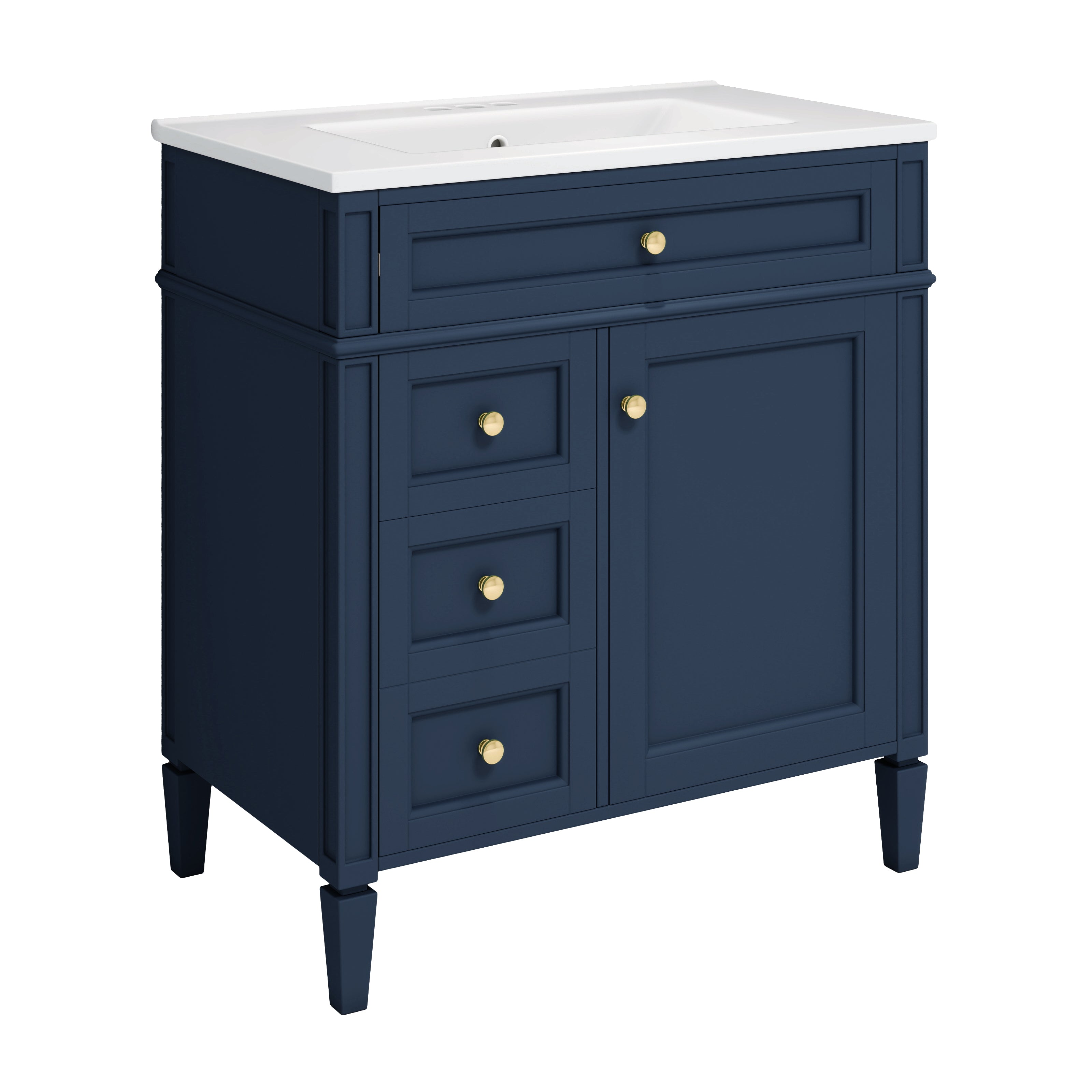 30 "Single sink bathroom dressing table, modern bathroom storage cabinet(blue)