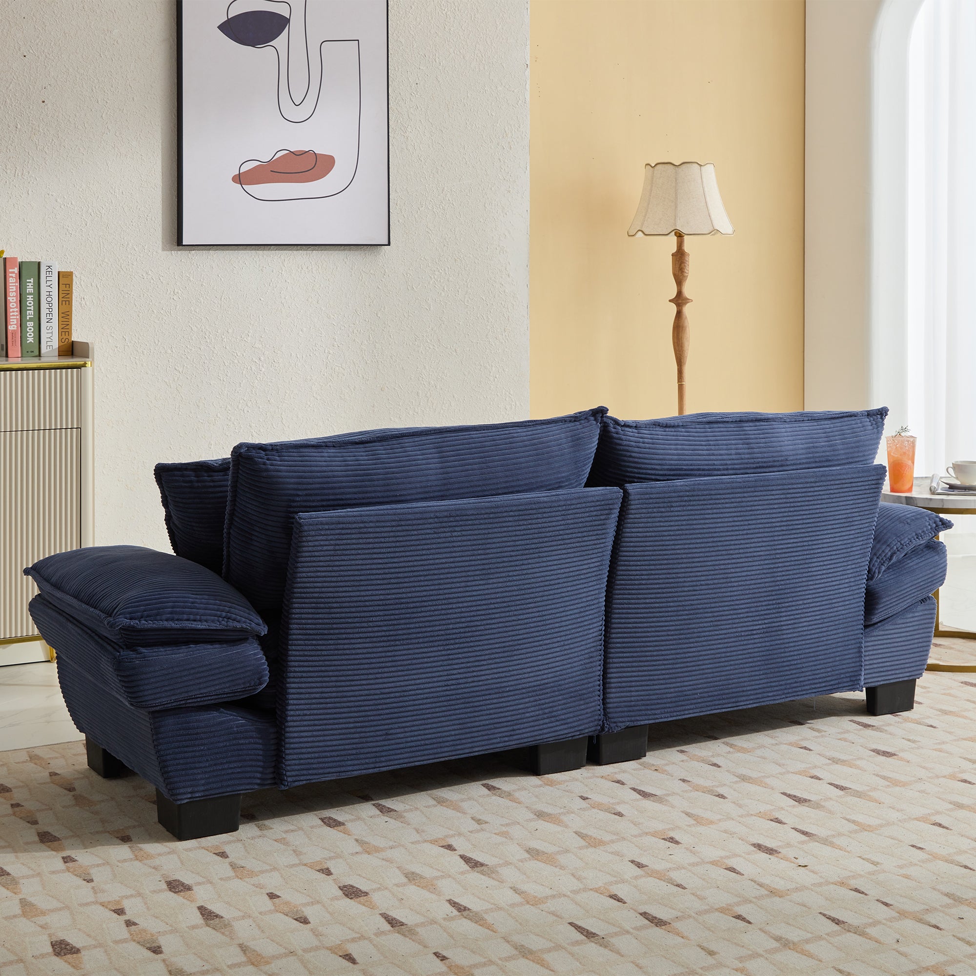 Corduroy sofas suitable for multiple scenarios. (blue)
