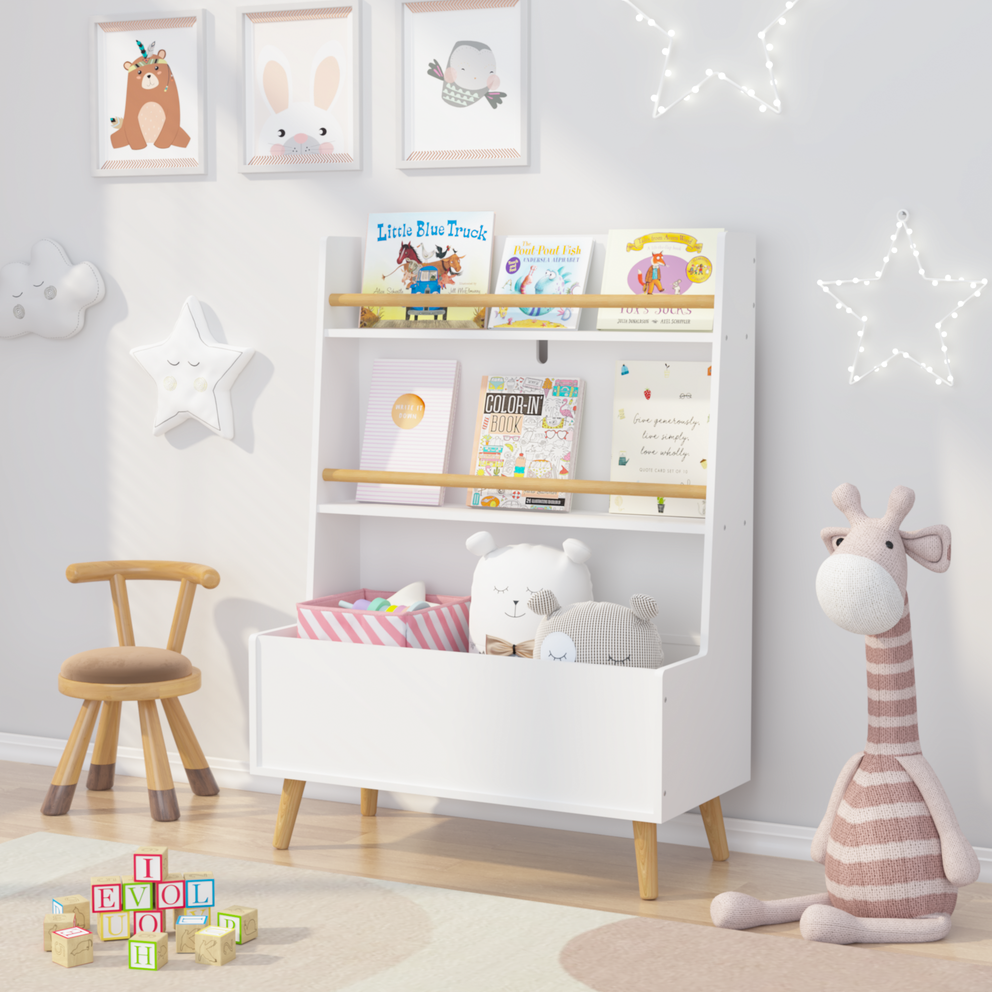 Organizer of the White toy Storage cabinet