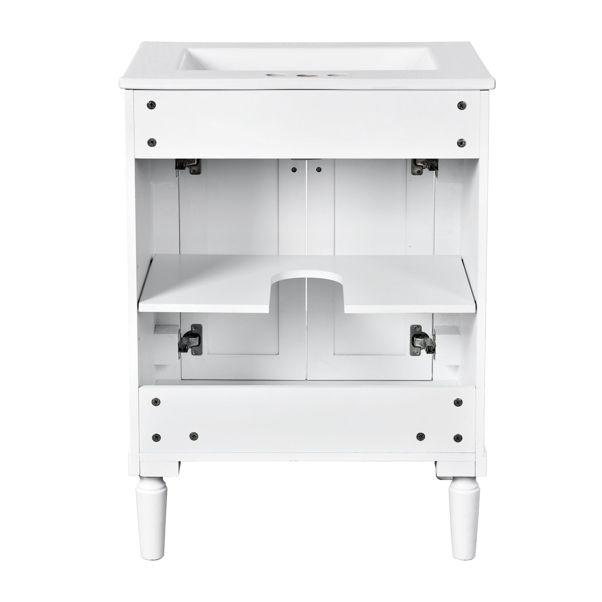 24 "Single sink bathroom dressing table, 2 - layer modern bathroom storage cabinet(white) - KiKiUMi