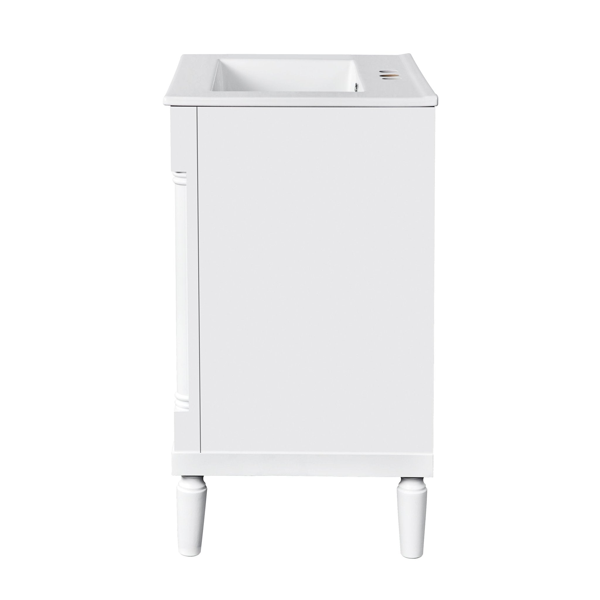 24 "Single sink bathroom dressing table, 2 - layer modern bathroom storage cabinet(white) - KiKiUMi