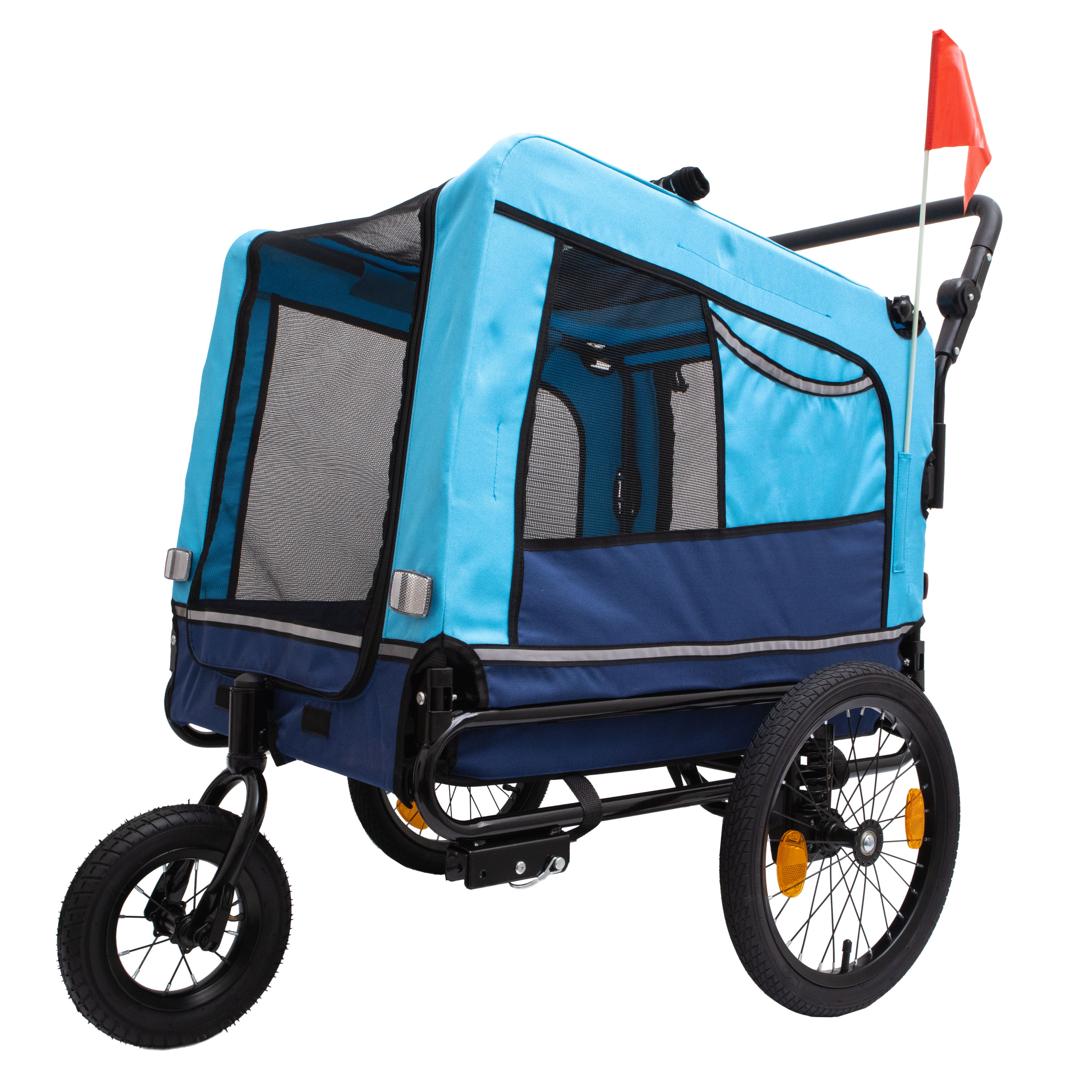Detachable 2-in-1 pet bicycle trailer and stroller(Blue)
