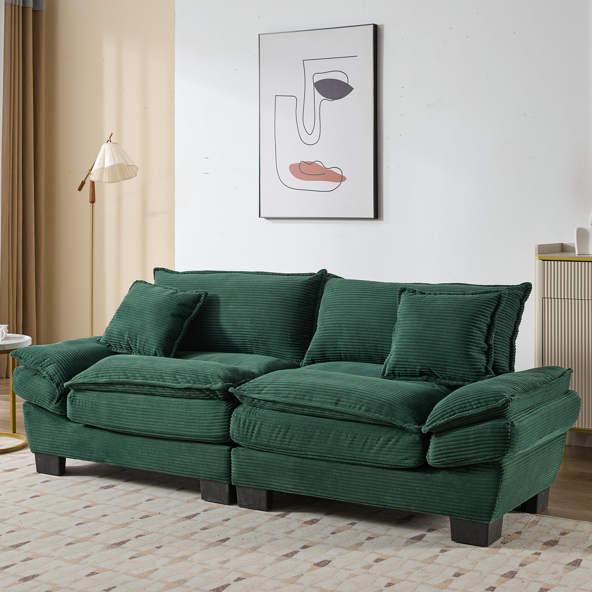 Corduroy sofas suitable for multiple scenarios. (green)
