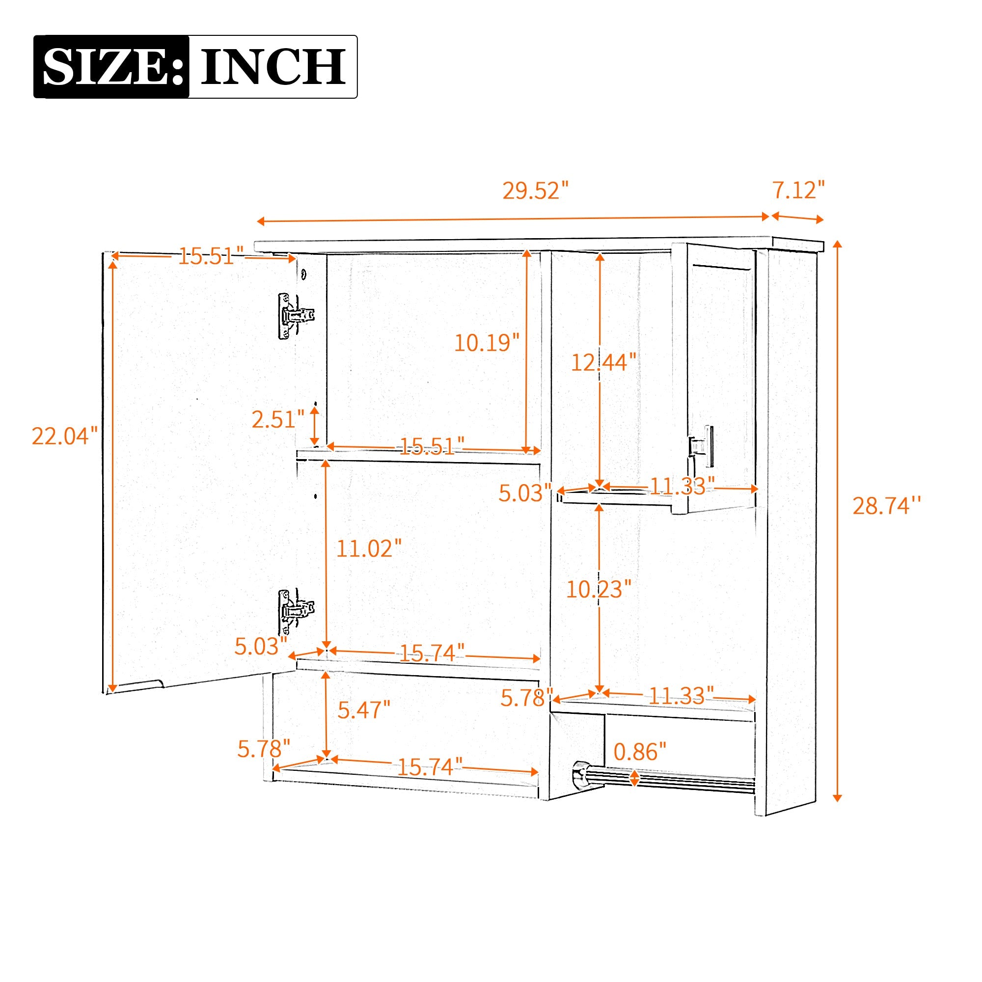 29 "x 28" bathroom wall storage cabinet and mirror(black) - KiKiUMi