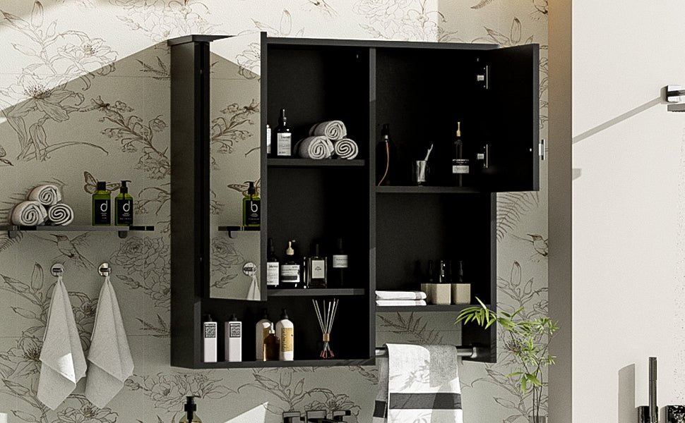 29 "x 28" bathroom wall storage cabinet and mirror(black) - KiKiUMi