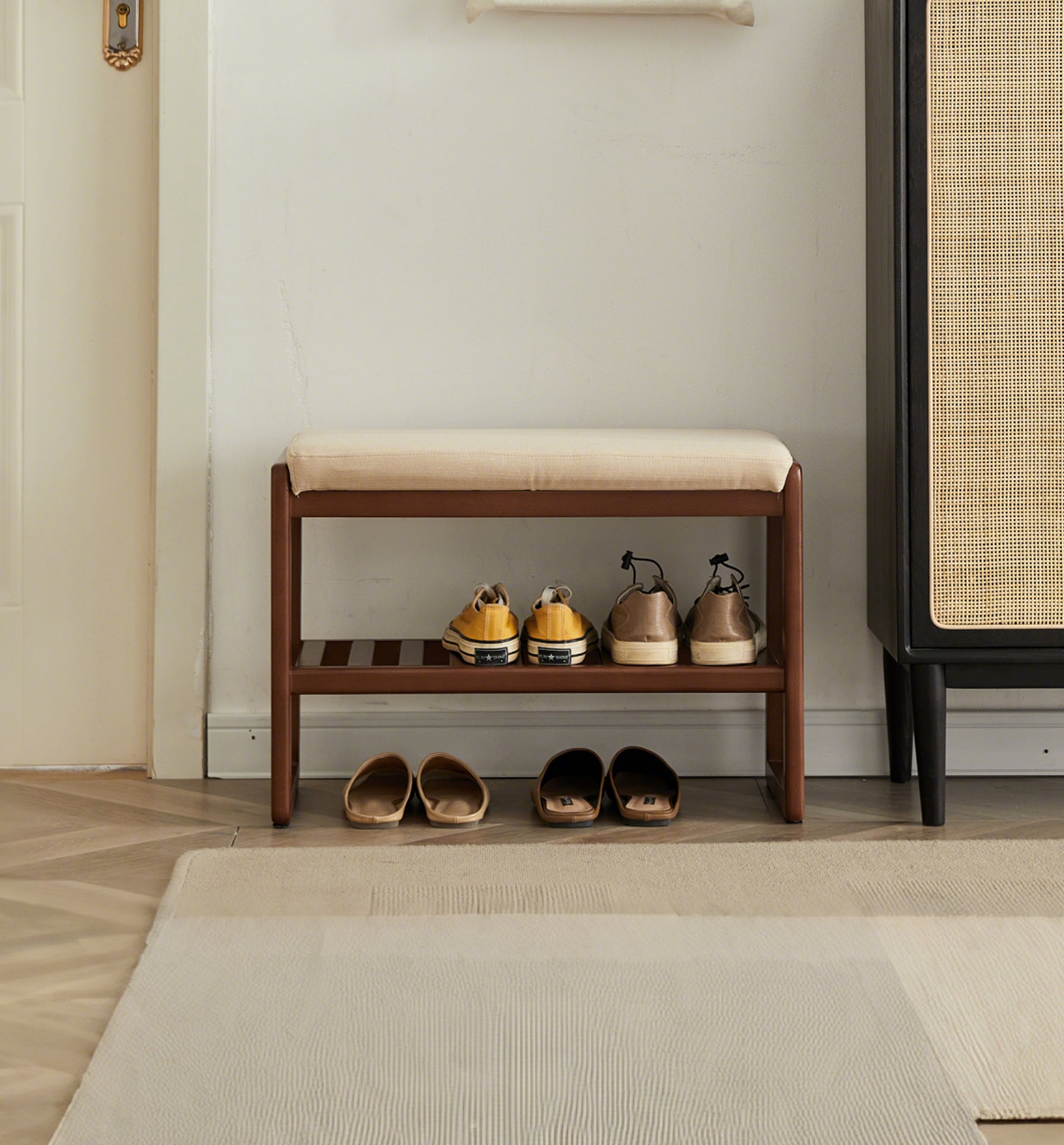 2-Tier Entryway Bench with Cushions