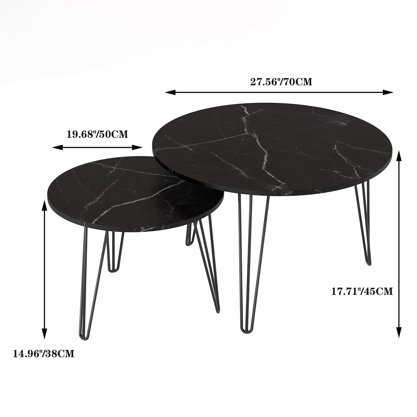 Coffee table with nested marble patterns (Black)