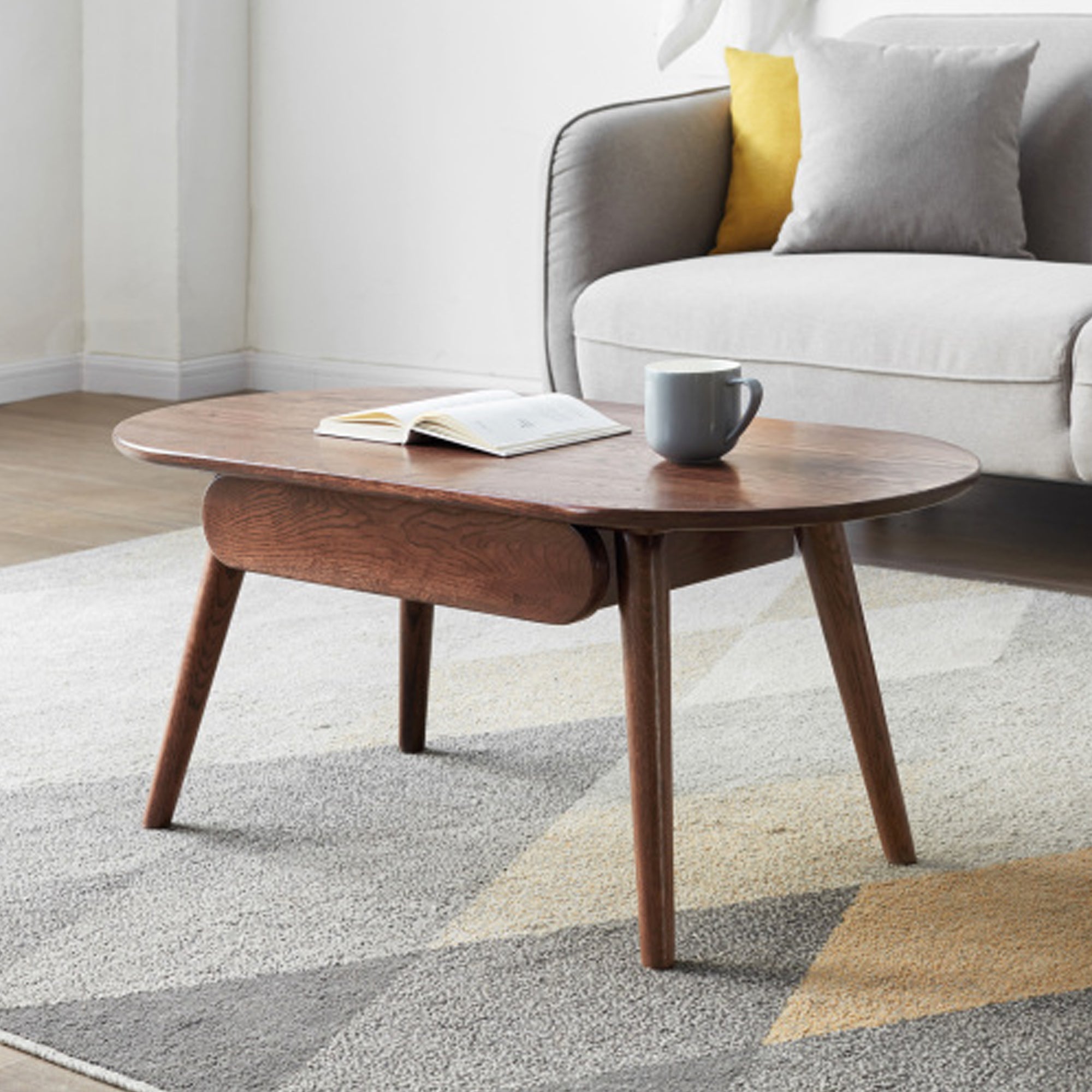 Walnut Oval Coffee Table,FAS-Grade North American Oak