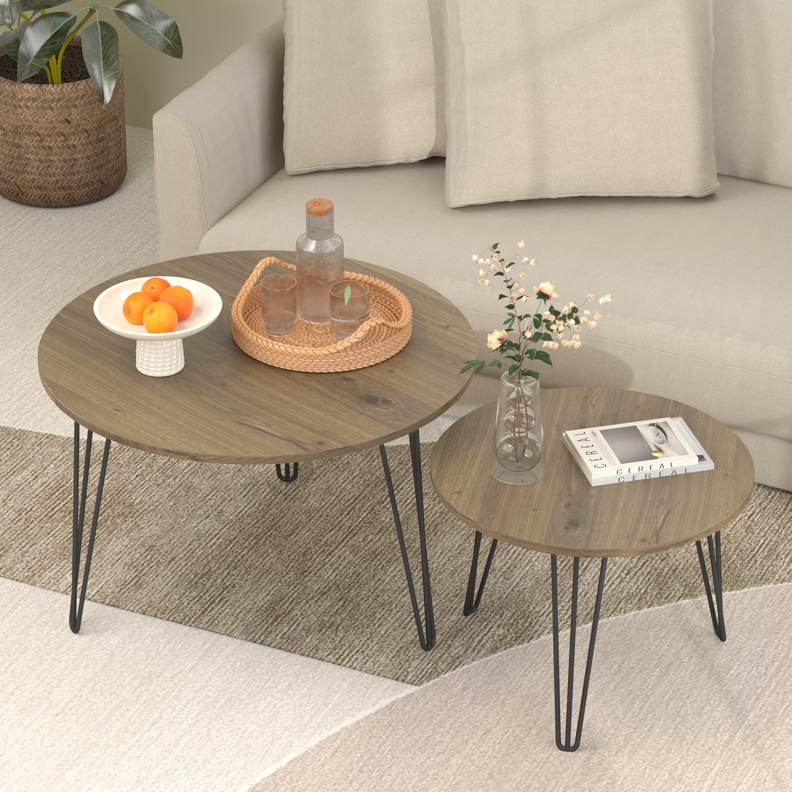 Coffee table with nested marble patterns (Brown)