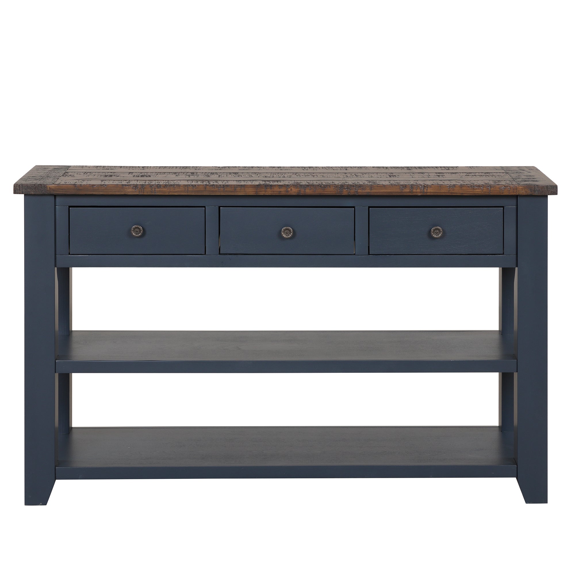 Modern solid pine top control console table(blue)