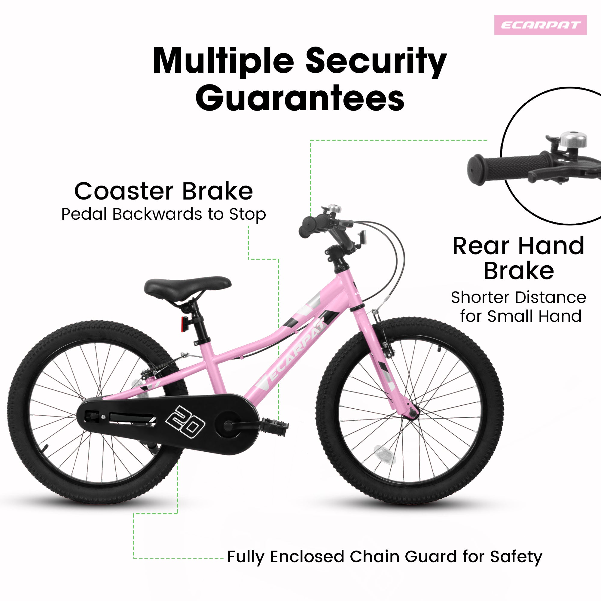 20-inch 1-speed children's bicycle, front V-shaped brake, rear holding brake