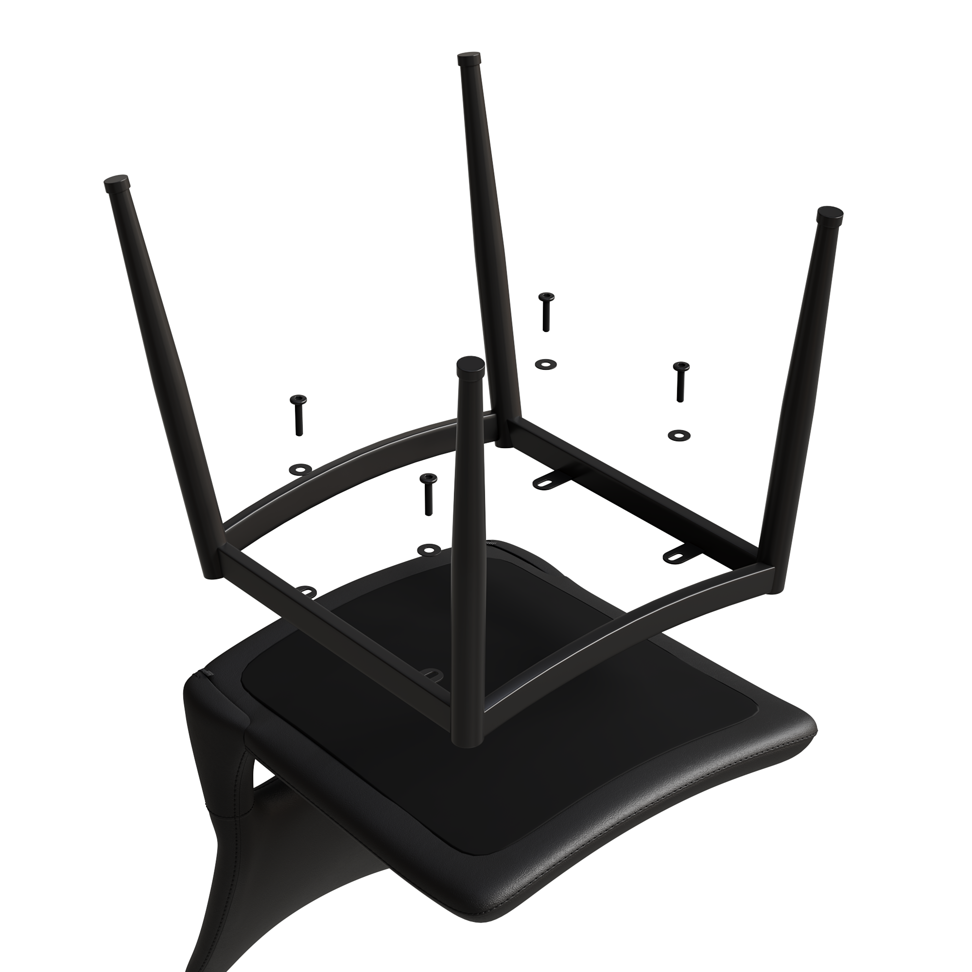 Two modern and simple PU leather dining chairs（black）