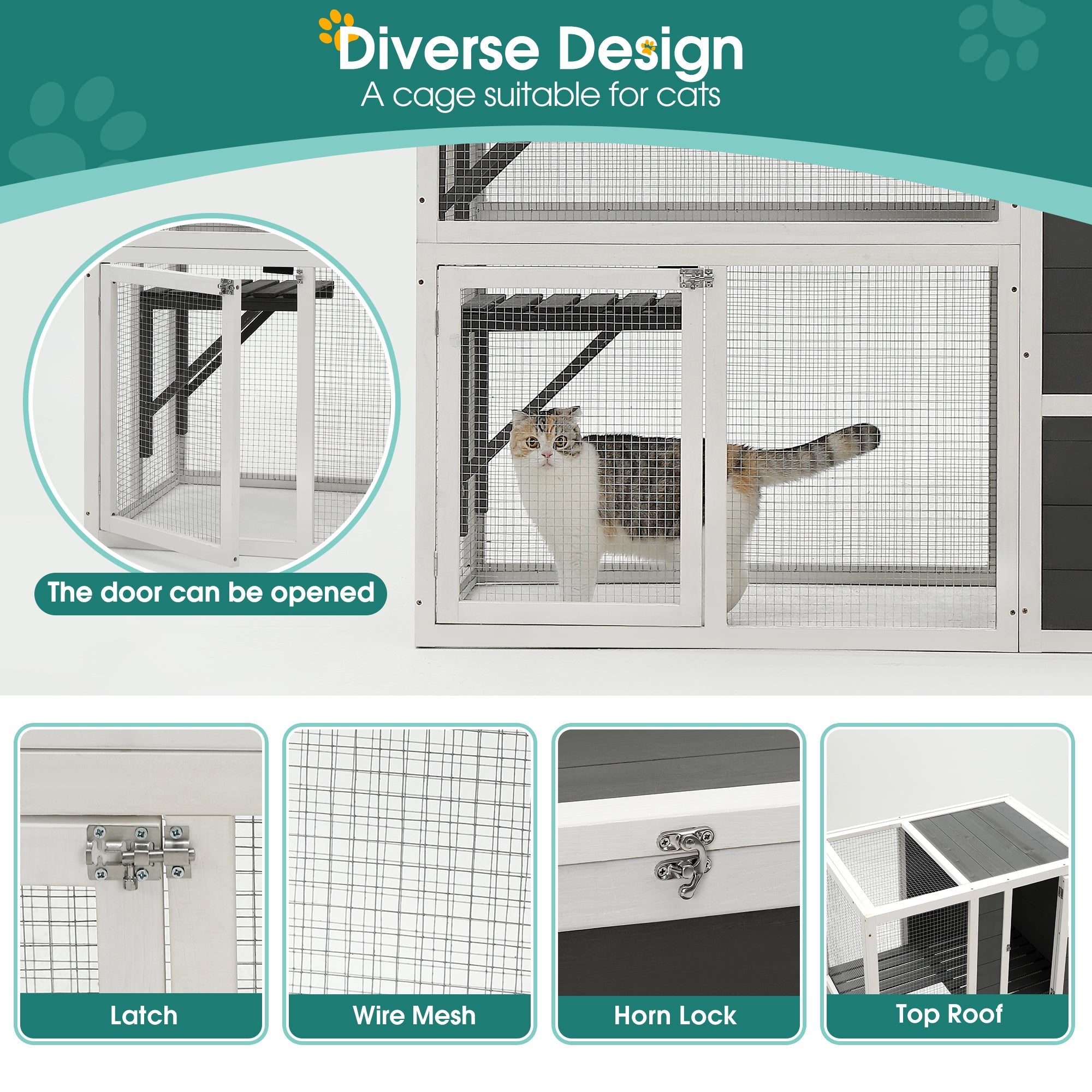 3 - Tier Cat House with Jumping Box and 2 Doors - KiKiUMi