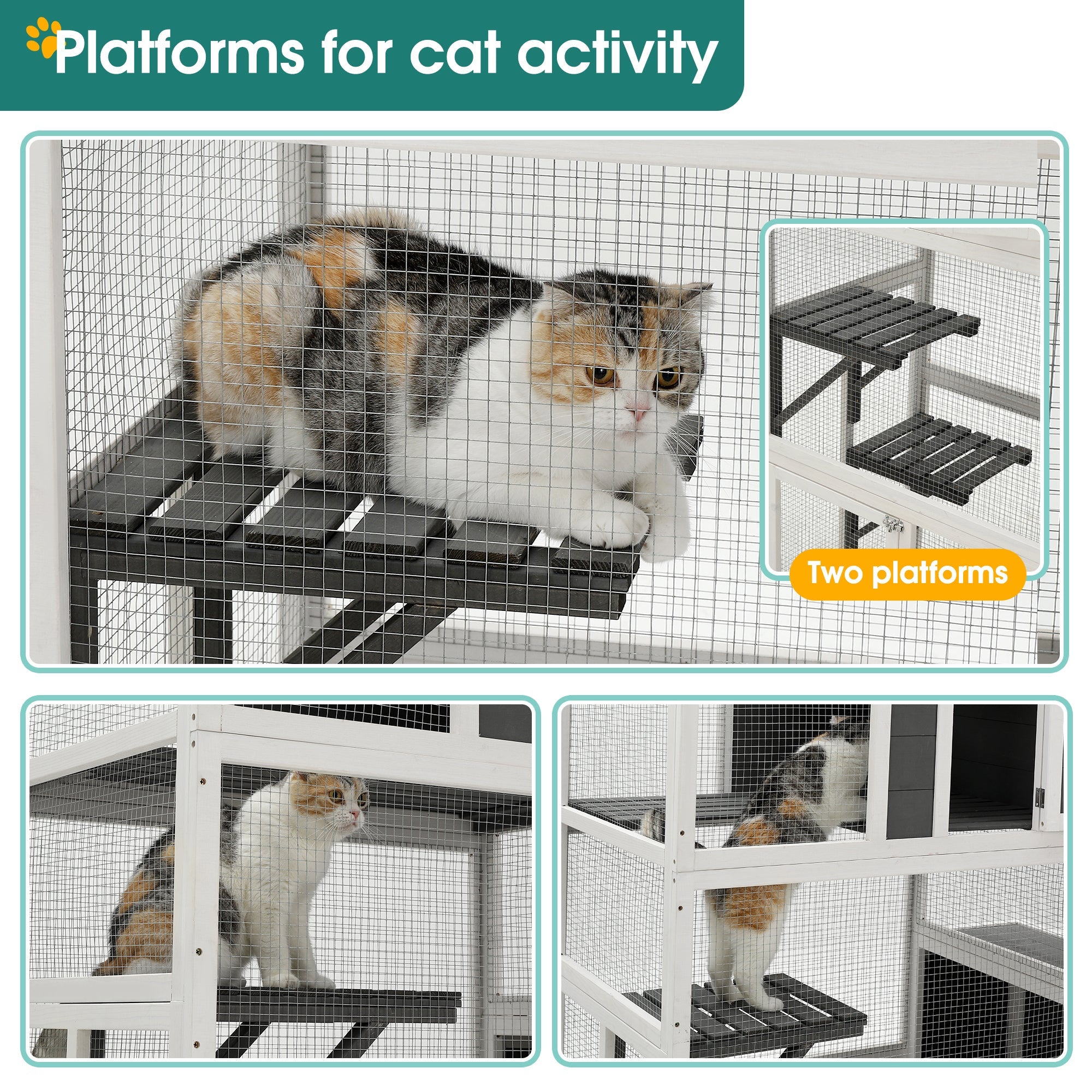3 - Tier Cat House with Jumping Box and 2 Doors - KiKiUMi