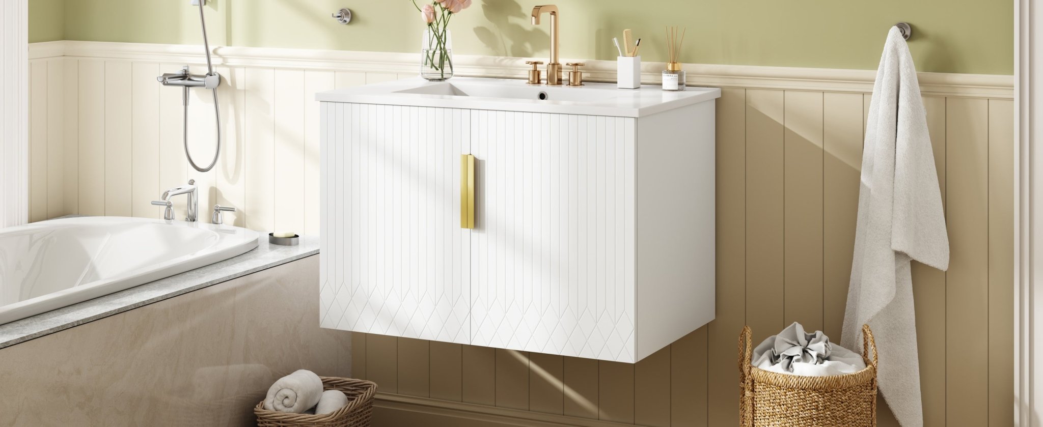 30' ceramic sink, retro bathroom dressing table - KiKiUMi