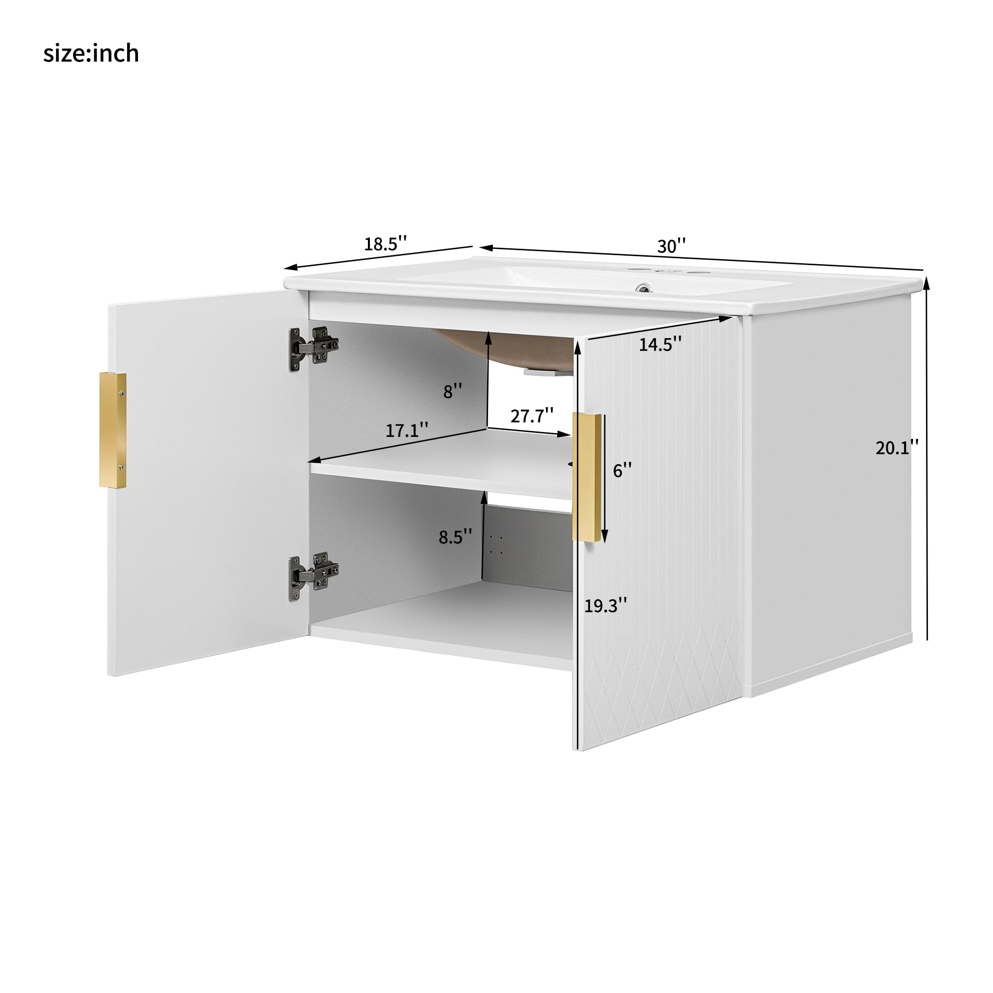 30' ceramic sink, retro bathroom dressing table - KiKiUMi