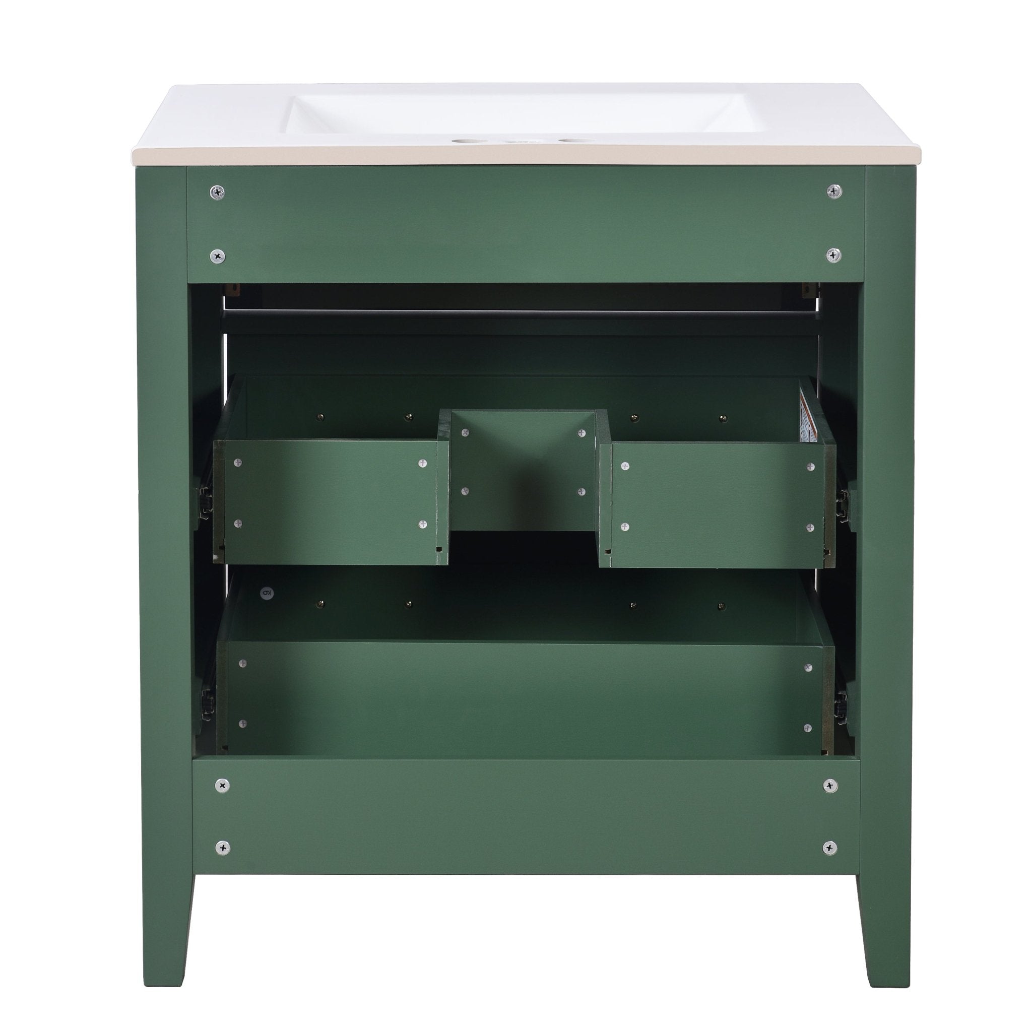 30 "Ceramic sink solid wood frame independent single dressing table set(green) - KiKiUMi