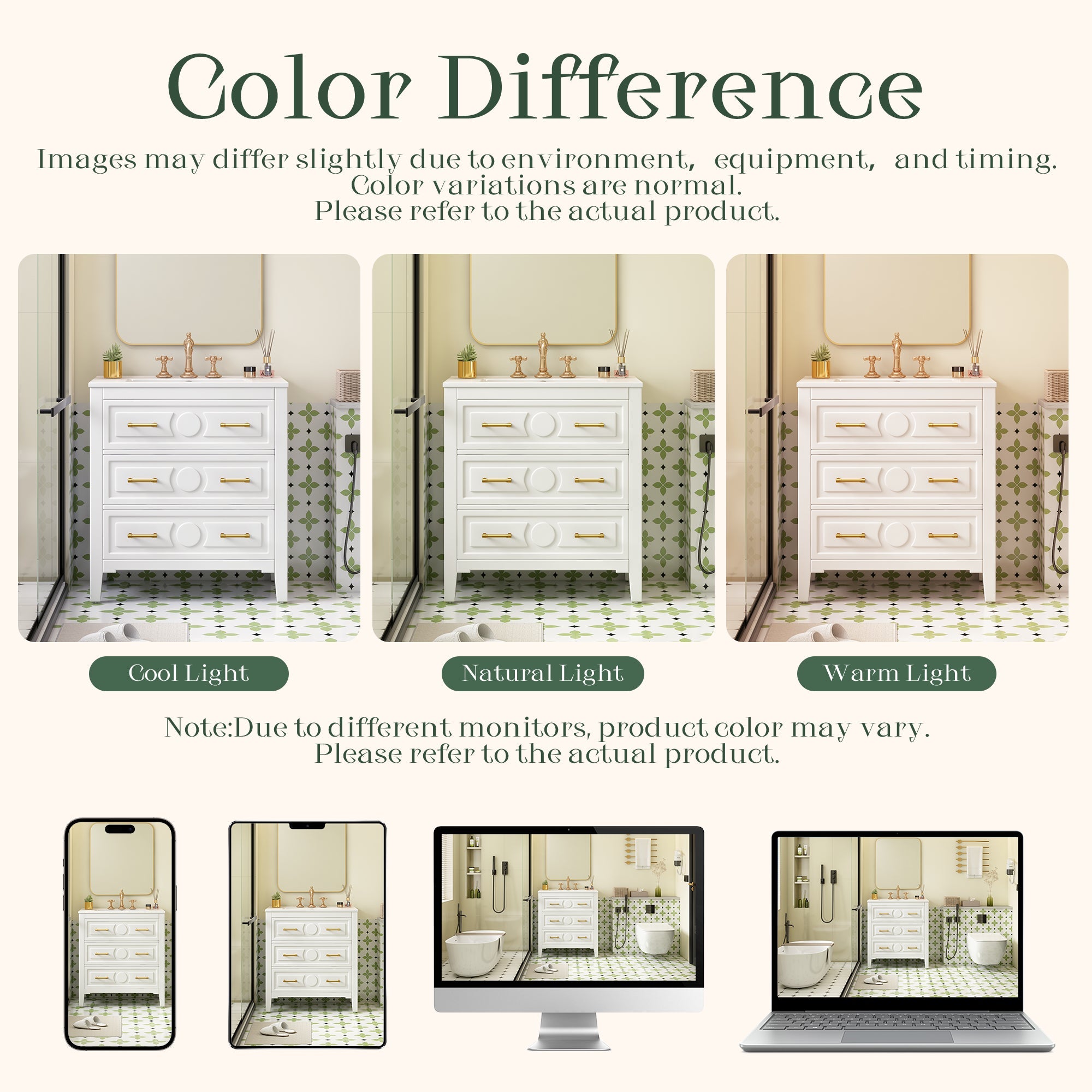 30 "Ceramic sink solid wood frame independent single dressing table set（white） - KiKiUMi