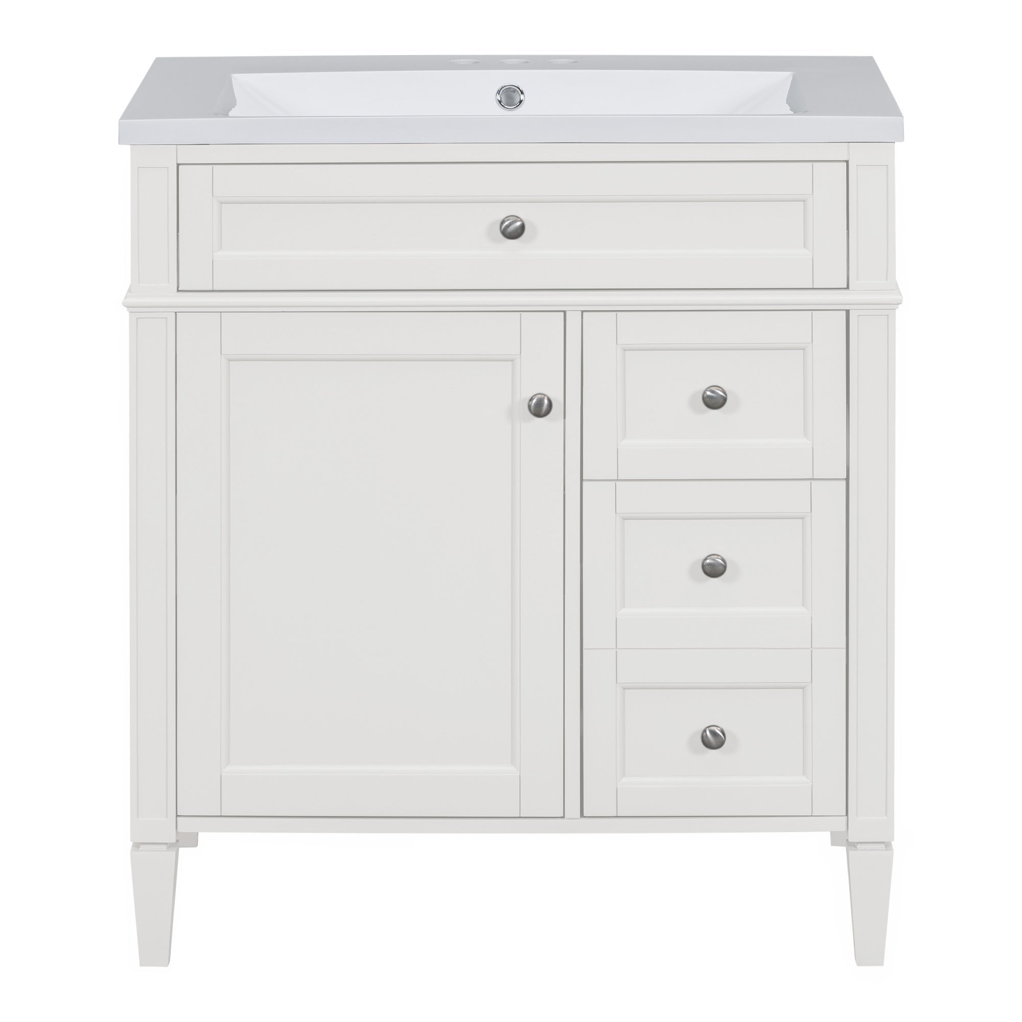 30 - inch single sink bathroom dressing table(white) - KiKiUMi