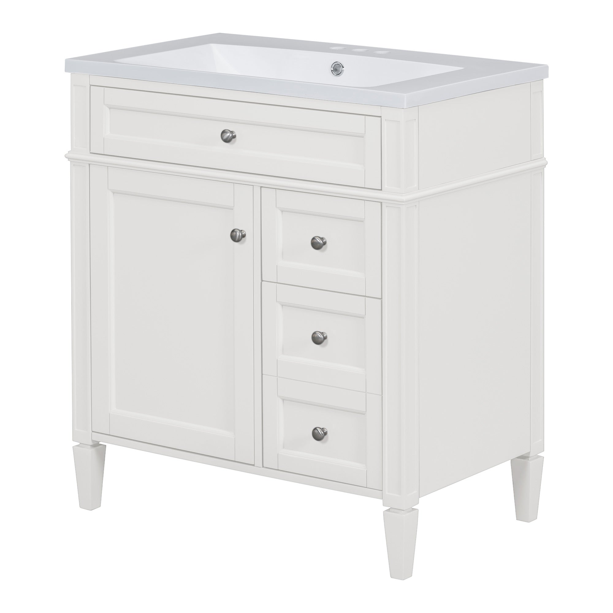 30 - inch single sink bathroom dressing table(white) - KiKiUMi