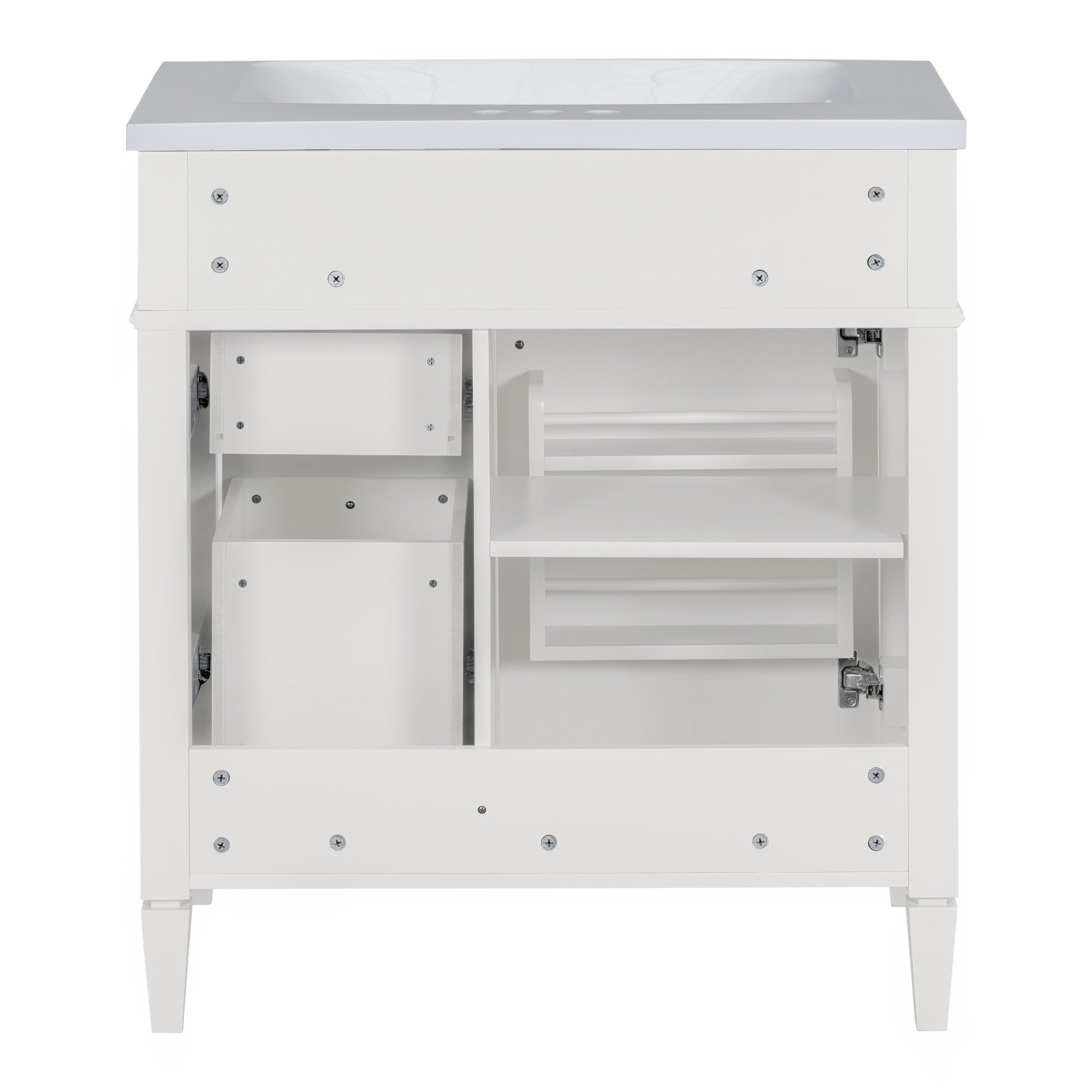 30 - inch single sink bathroom dressing table(white) - KiKiUMi