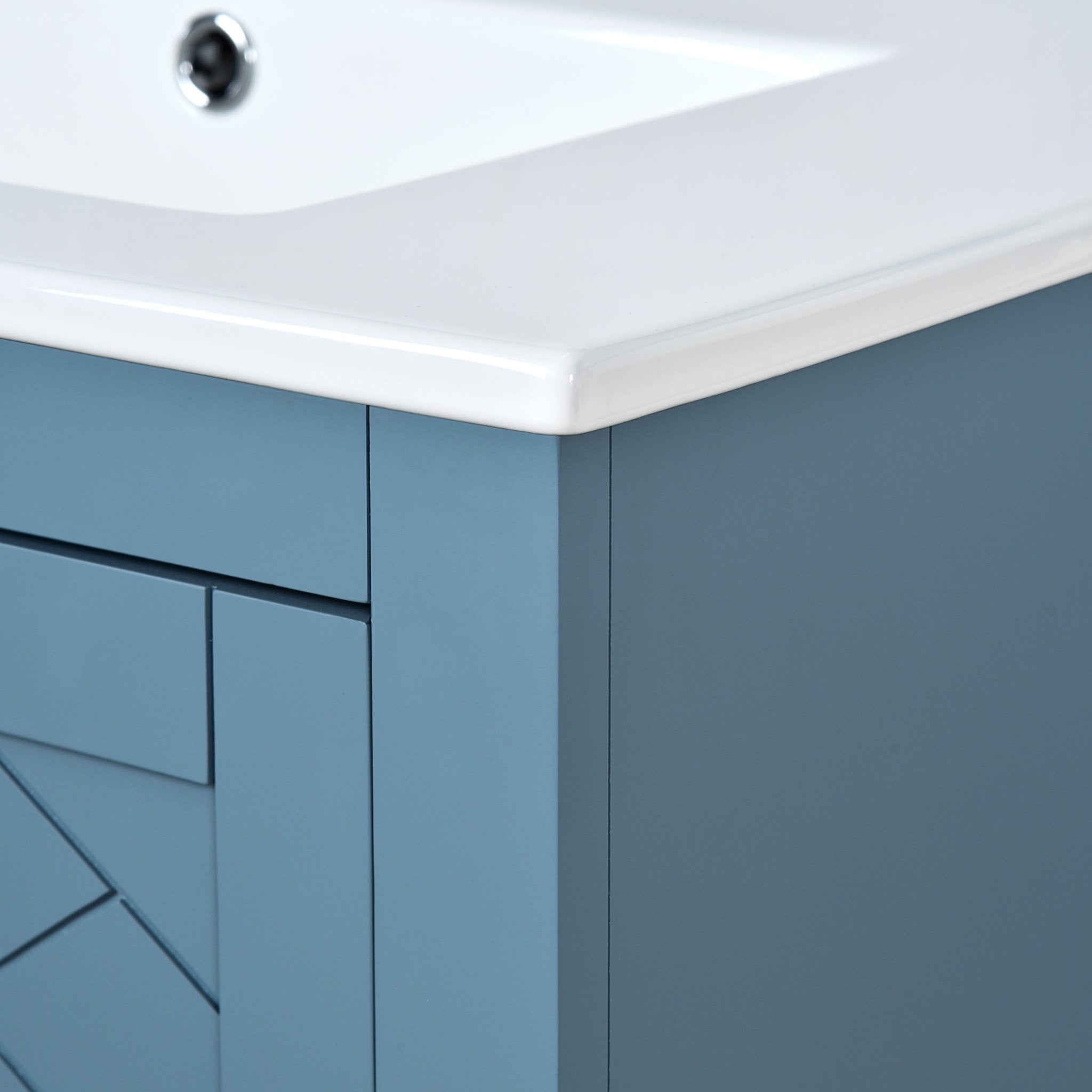 30 "Independent bathroom dressing table set, ceramic sink, solid wood frame - KiKiUMi