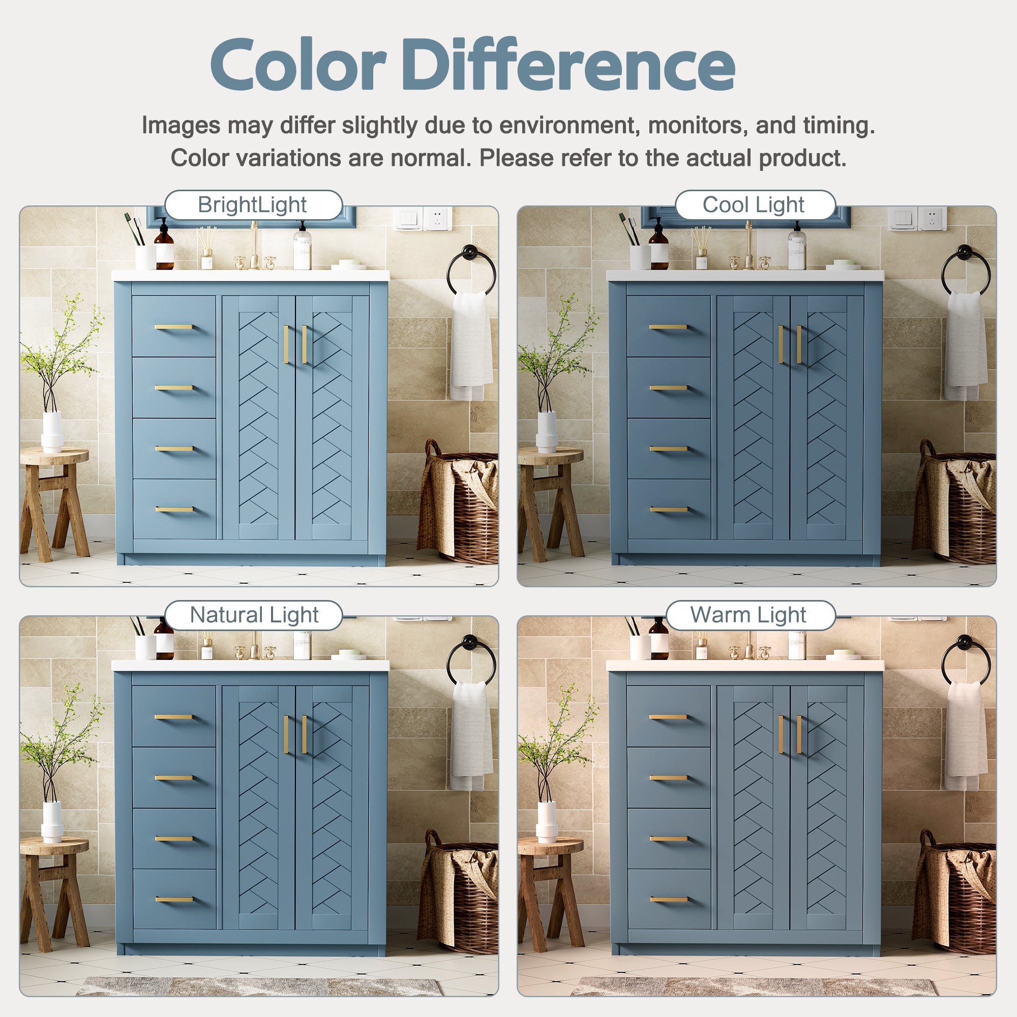 30 "Independent bathroom dressing table set, ceramic sink, solid wood frame - KiKiUMi