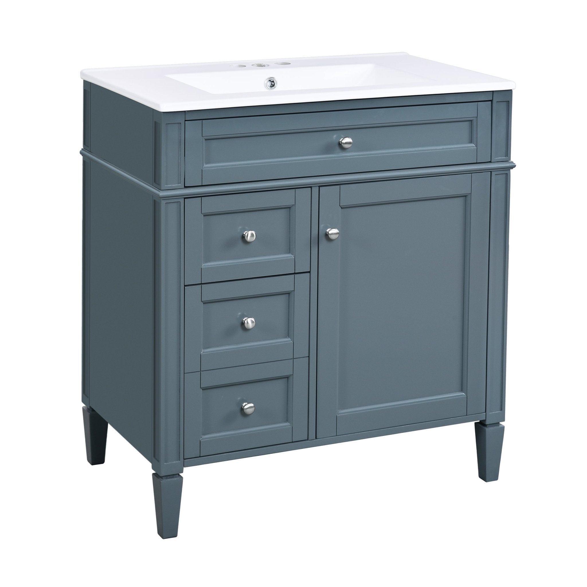 30 "Single sink bathroom dressing table, modern bathroom storage cabinet(blue) - KiKiUMi
