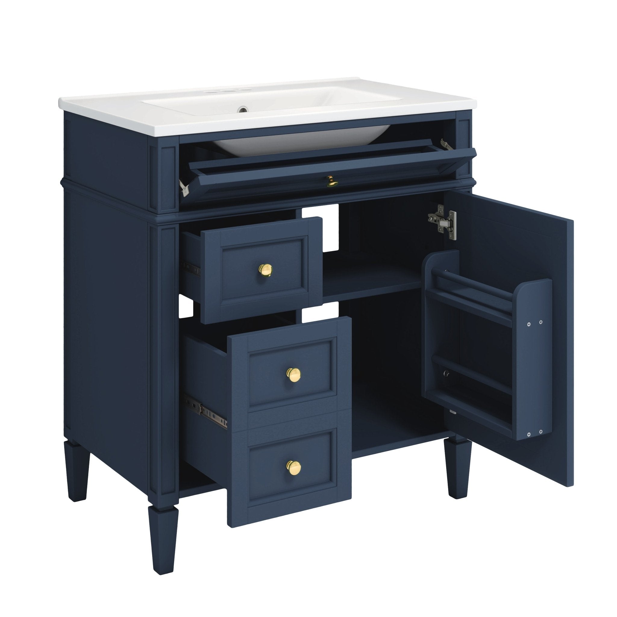 30 "Single sink bathroom dressing table, modern bathroom storage cabinet(blue) - KiKiUMi