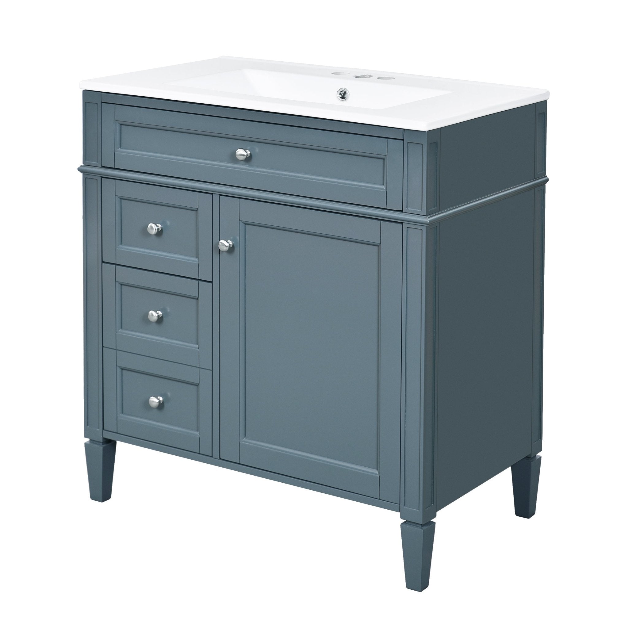 30 "Single sink bathroom dressing table, modern bathroom storage cabinet(blue) - KiKiUMi