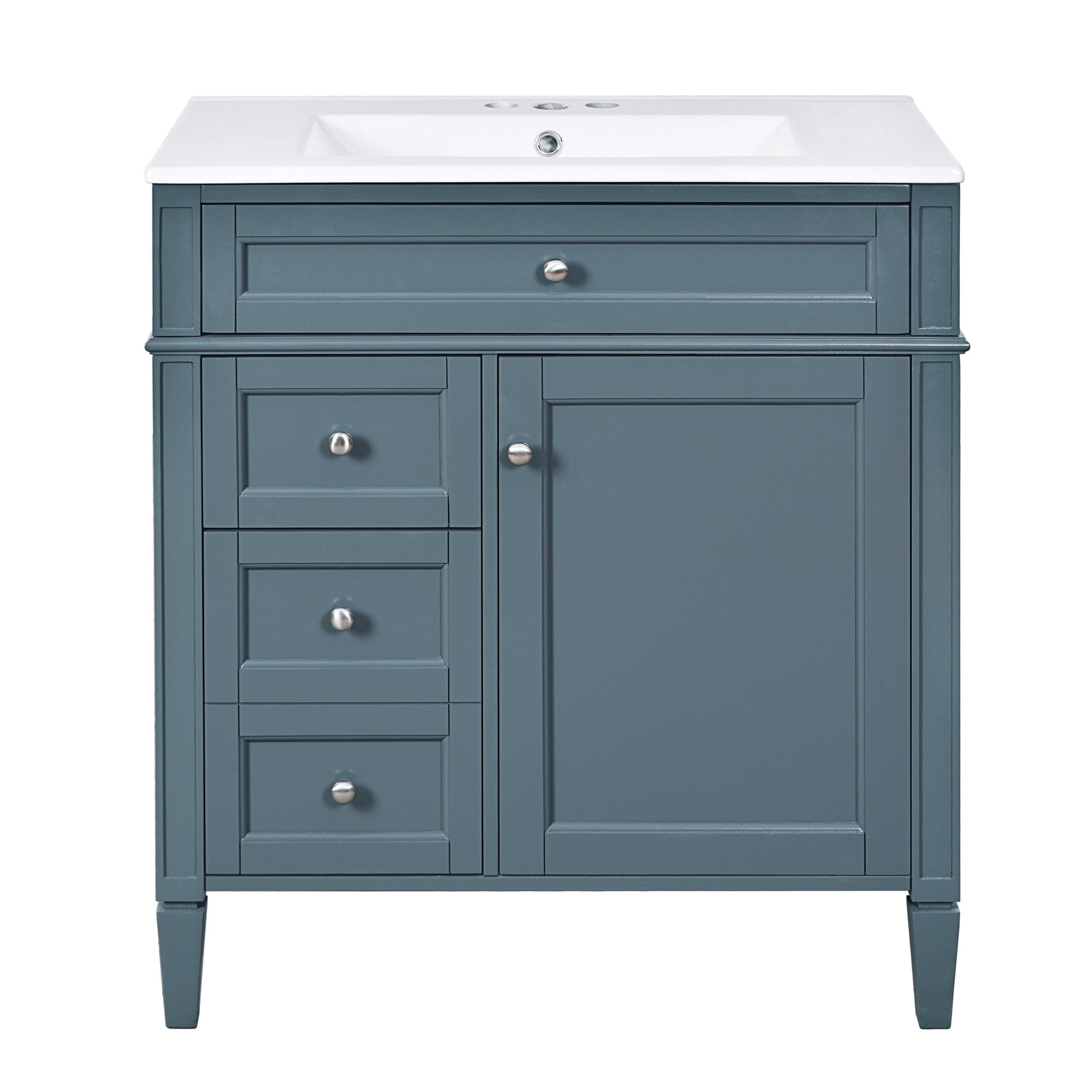 30 "Single sink bathroom dressing table, modern bathroom storage cabinet(blue) - KiKiUMi