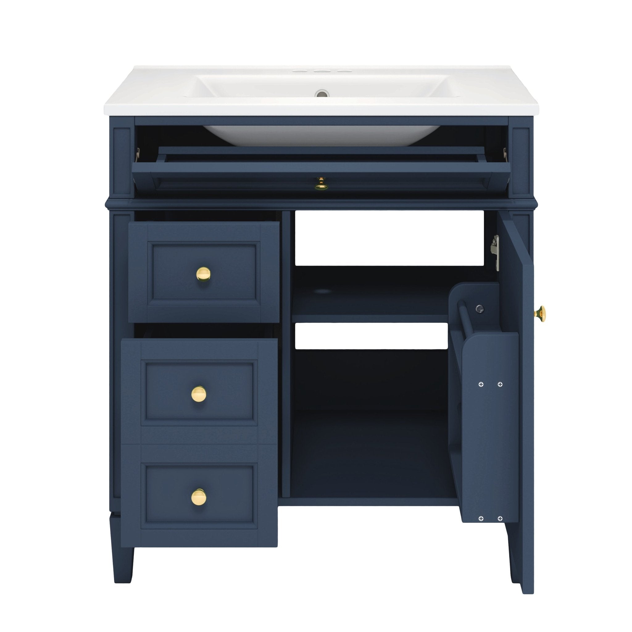 30 "Single sink bathroom dressing table, modern bathroom storage cabinet(blue) - KiKiUMi