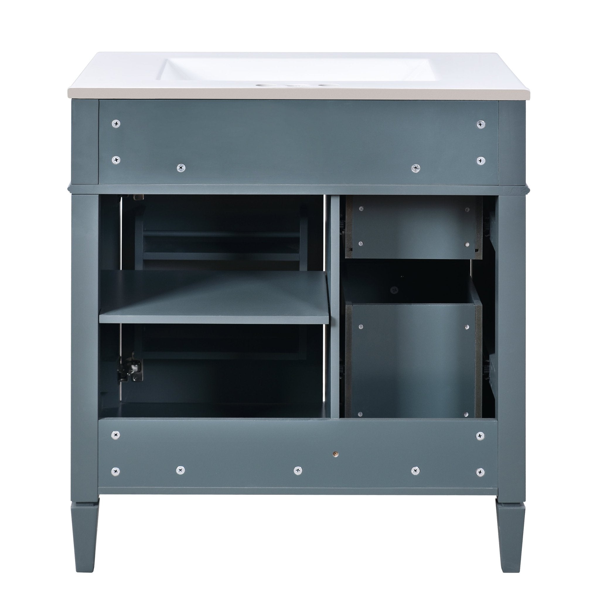 30 "Single sink bathroom dressing table, modern bathroom storage cabinet(blue) - KiKiUMi