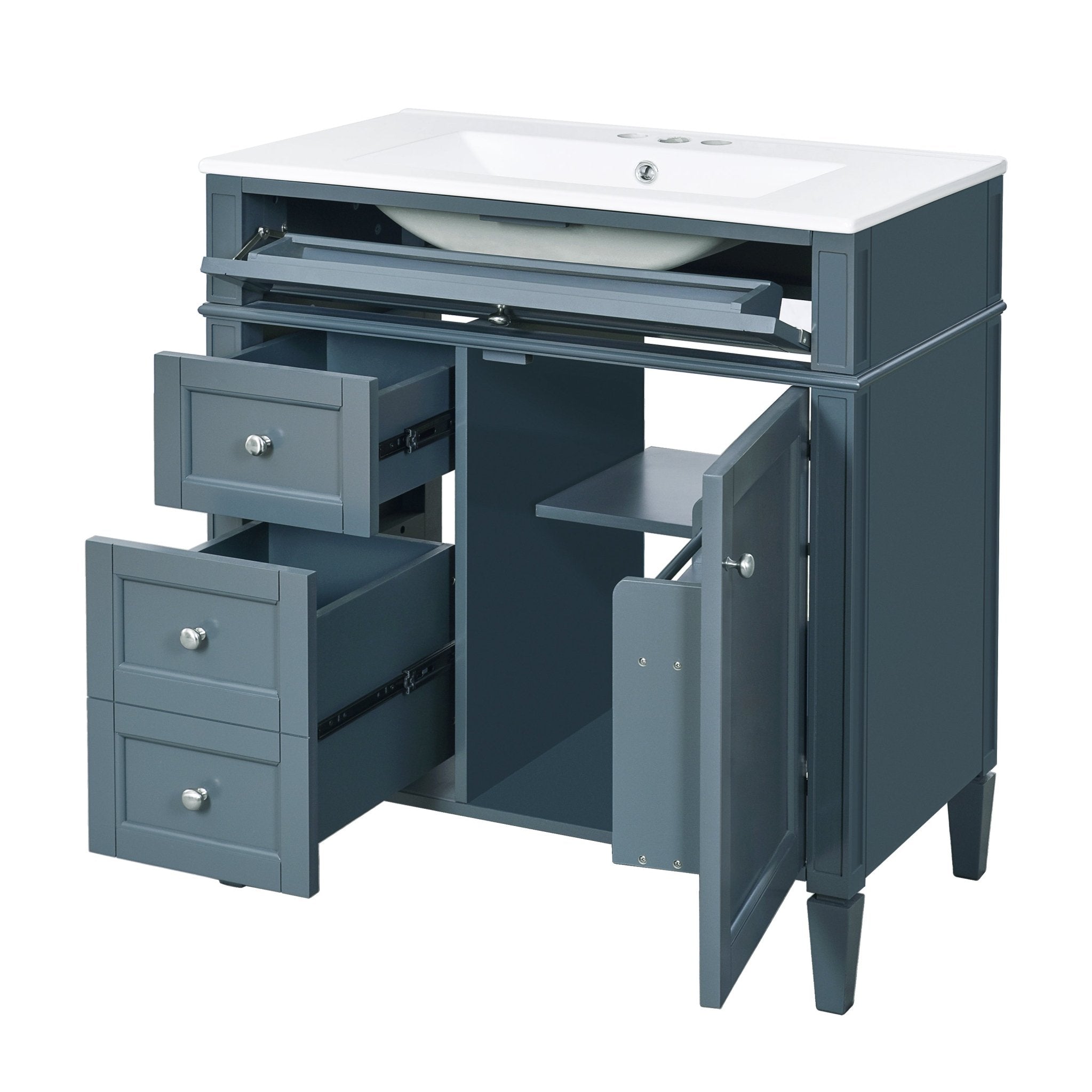 30 "Single sink bathroom dressing table, modern bathroom storage cabinet(blue) - KiKiUMi