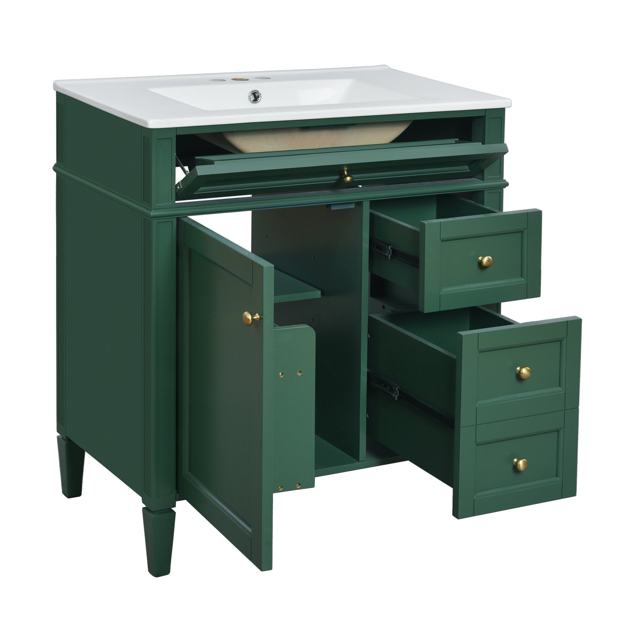 30 "Single sink bathroom dressing table, modern bathroom storage cabinet(green) - KiKiUMi