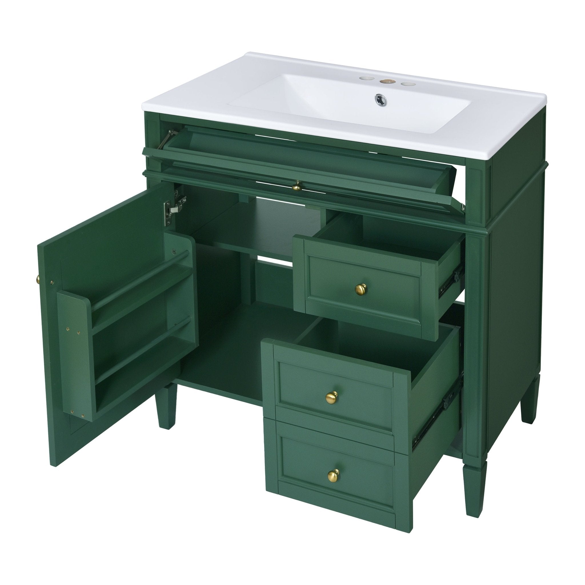 30 "Single sink bathroom dressing table, modern bathroom storage cabinet(green) - KiKiUMi