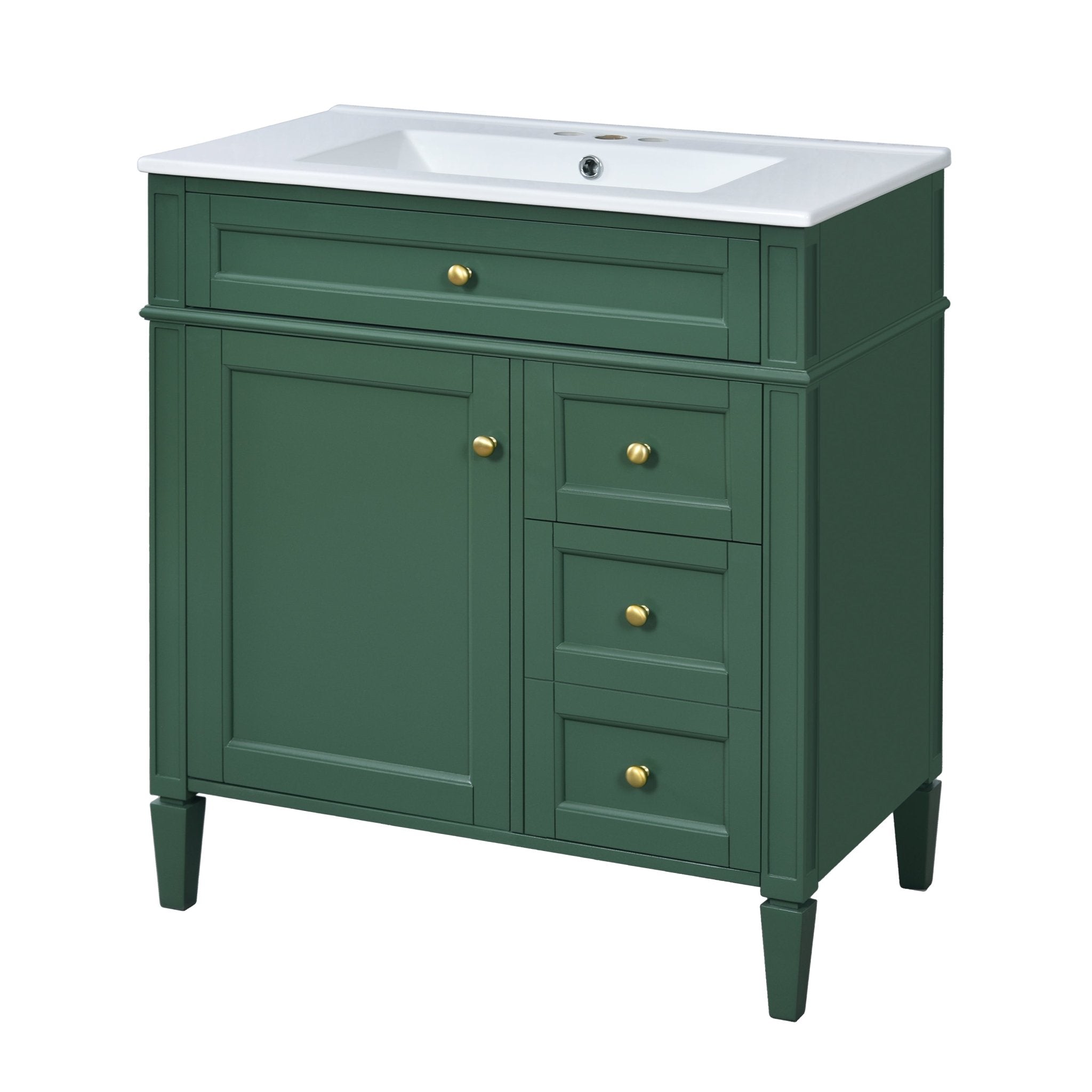 30 "Single sink bathroom dressing table, modern bathroom storage cabinet(green) - KiKiUMi