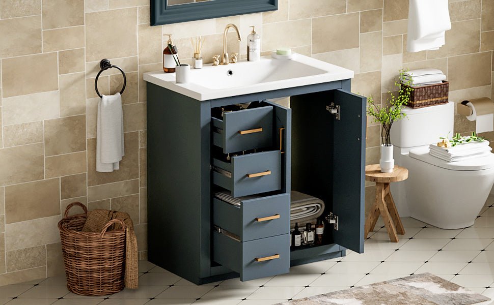 30 "Solid wood frame ceramic sink independent dressing table set - KiKiUMi